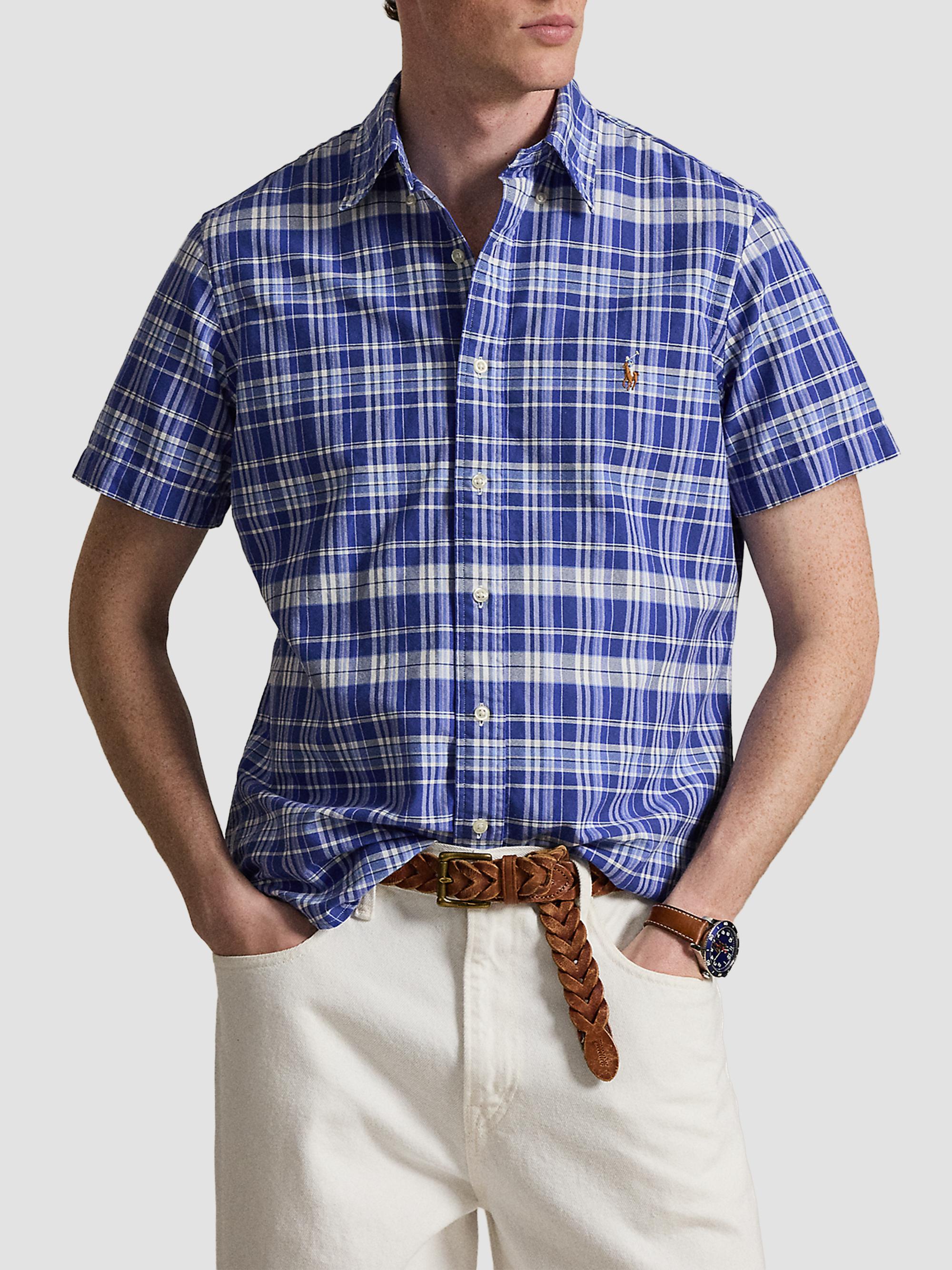 Polo Ralph Lauren Men's Classic-Fit Plaid Short-Sleeve Oxford Shirt - Blue White Multi | Thumbnail 4