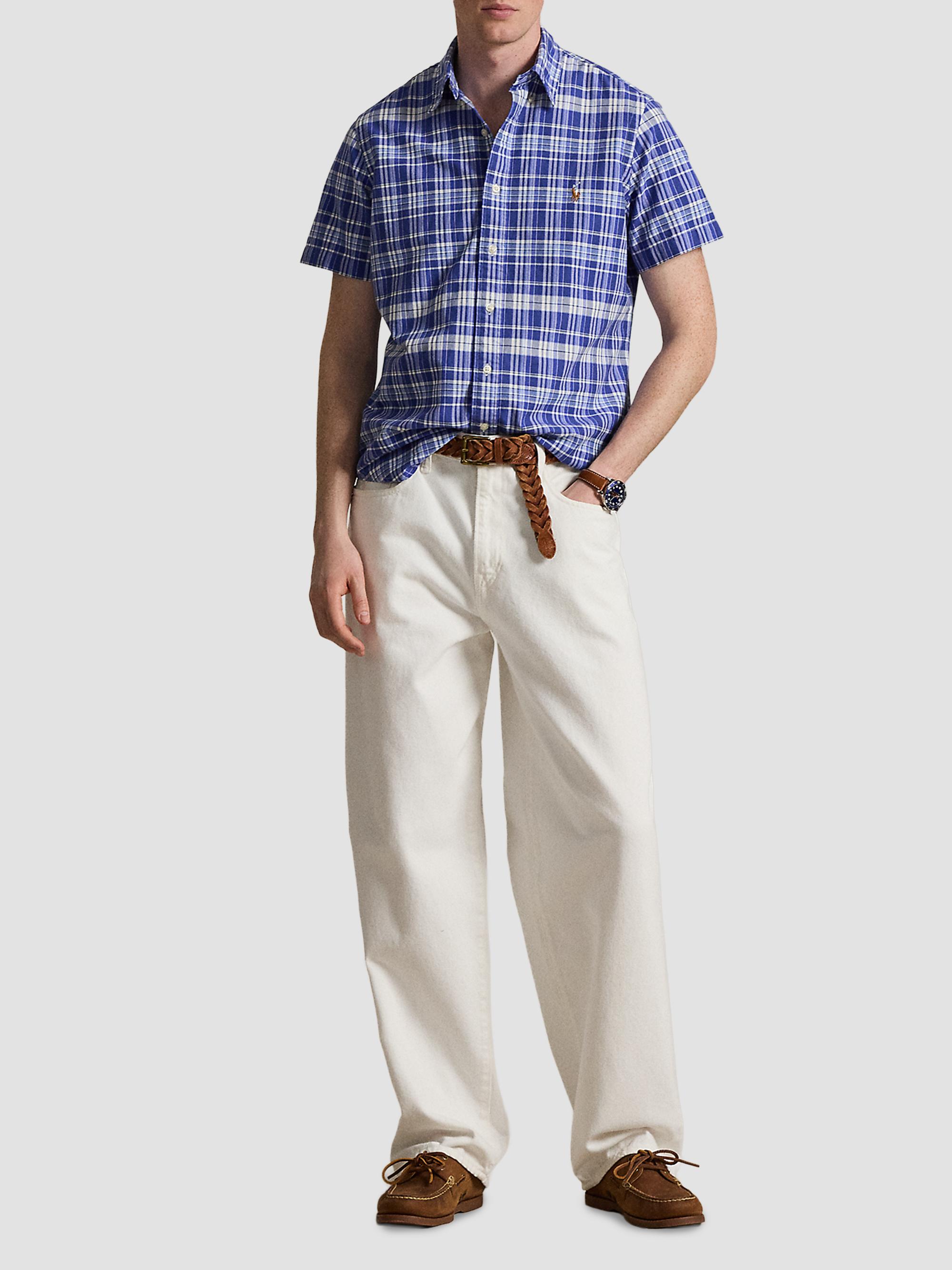 Polo Ralph Lauren Men's Classic-Fit Plaid Short-Sleeve Oxford Shirt - Blue White Multi | Thumbnail 2