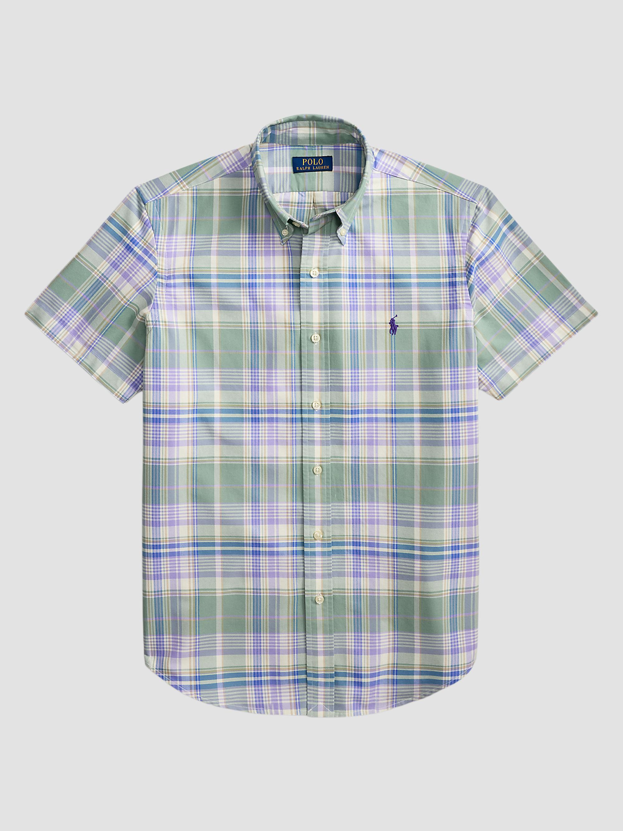 Polo Ralph Lauren Men's Classic-Fit Plaid Short-Sleeve Oxford Shirt - Faded Mint Lavender Multi | Thumbnail 7