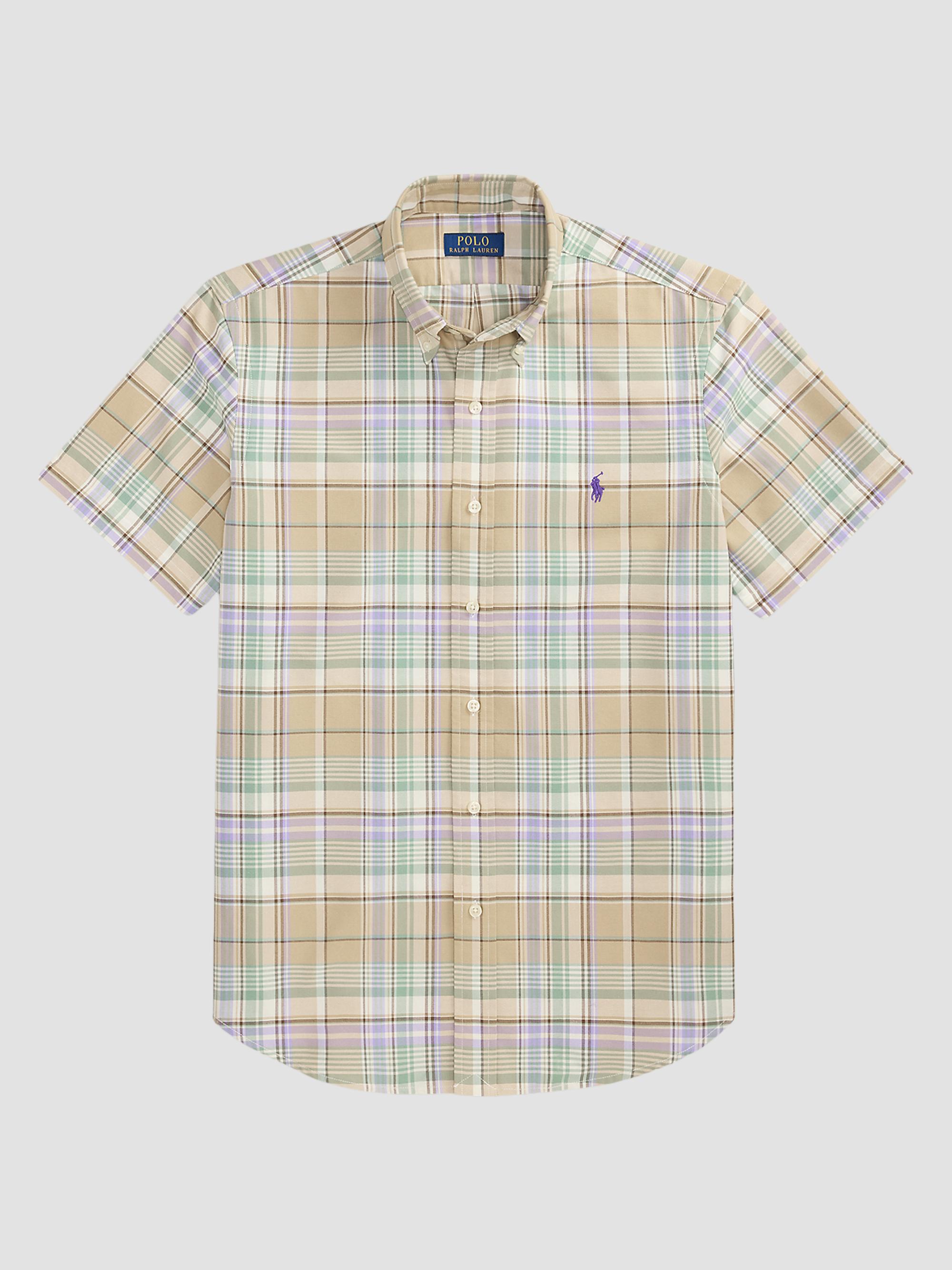 Polo Ralph Lauren Men's Classic-Fit Plaid Short-Sleeve Oxford Shirt - Khaki Faded Mint Multi | Thumbnail 6
