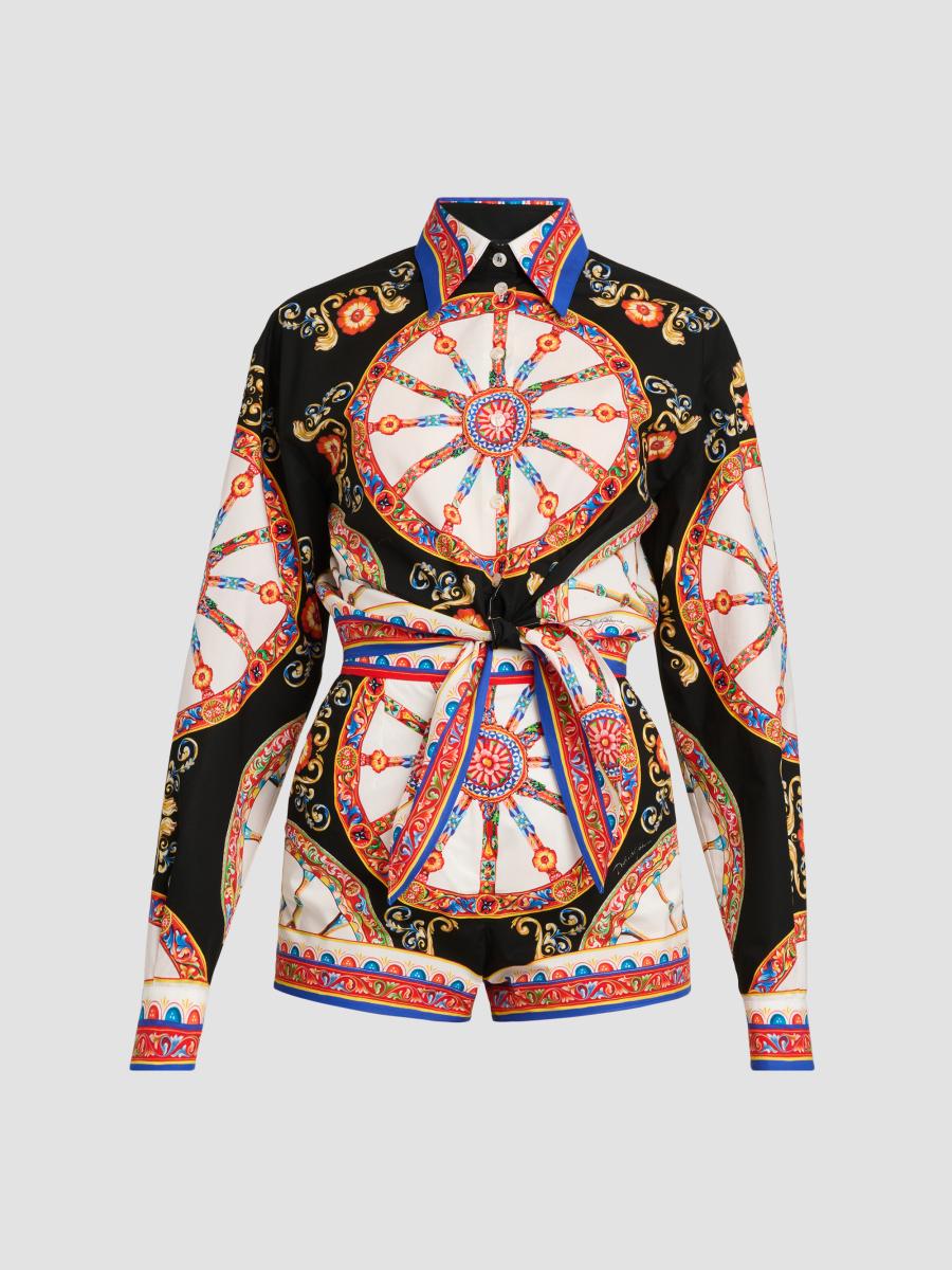 Dolce & Gabbana Women's Printed Cotton Romper In Variante Abbinata