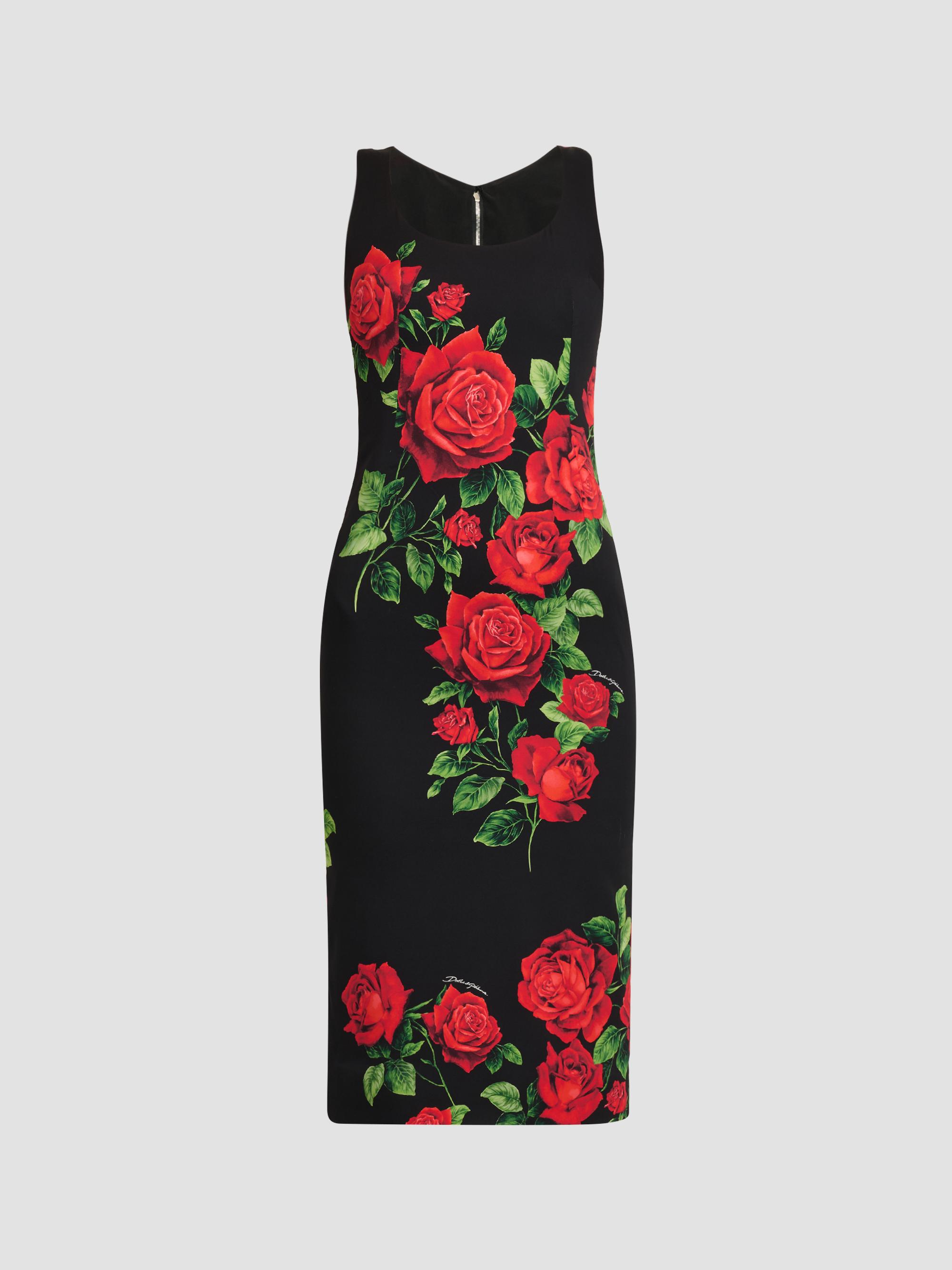 Dolce&Gabbana Rose Print Tank Midi-Dress