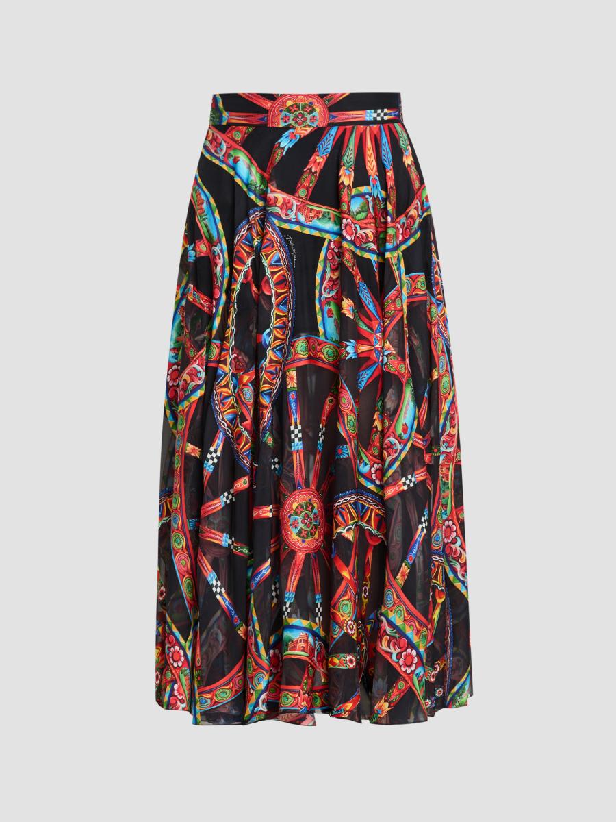 Dolce&Gabbana Geometric Silk-Blend Pleated Midi-Skirt | Saks Fifth