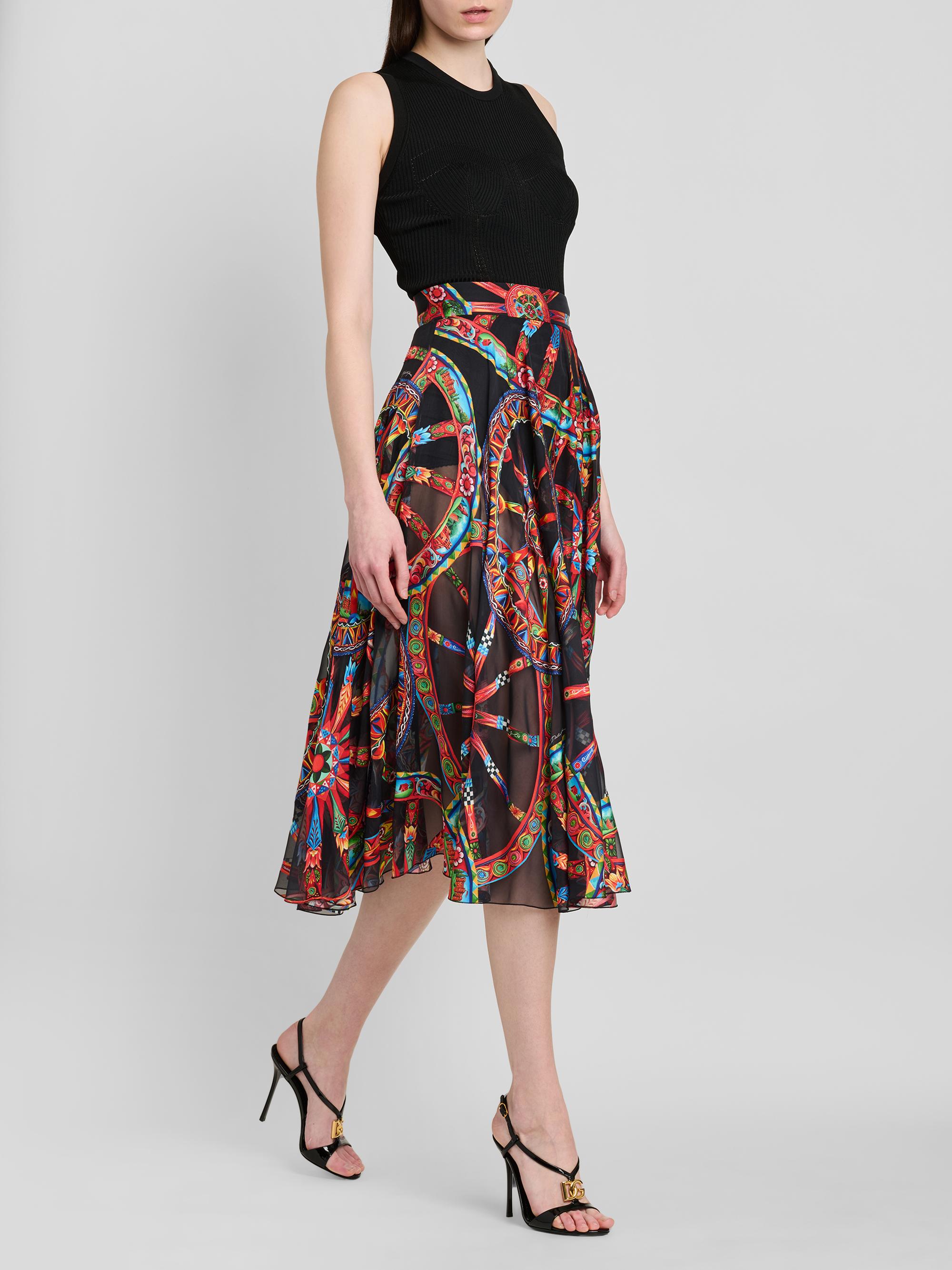 Dolce&Gabbana Geometric Silk-Blend Pleated Midi-Skirt | Saks Fifth