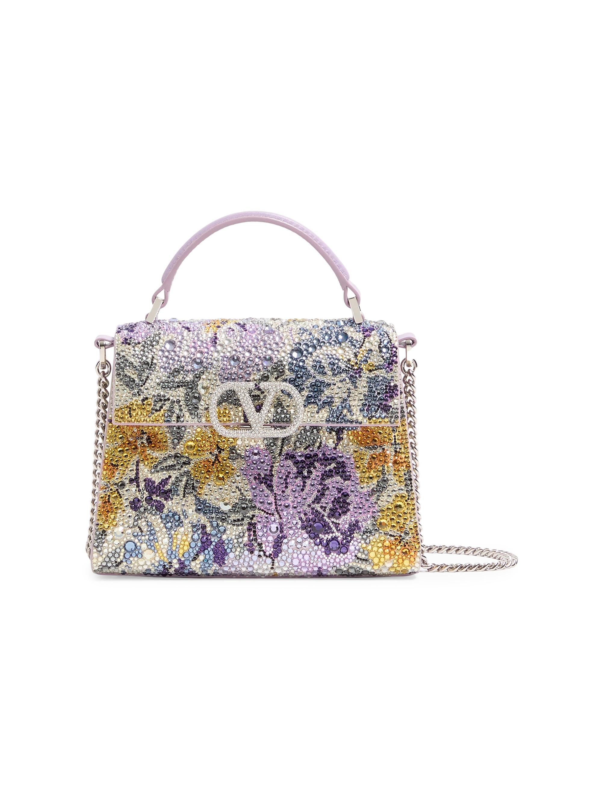 Valentino Garavani Women's VSling Mini Top Handle Bag with Flowerism Rhinestone Motif - Lilac