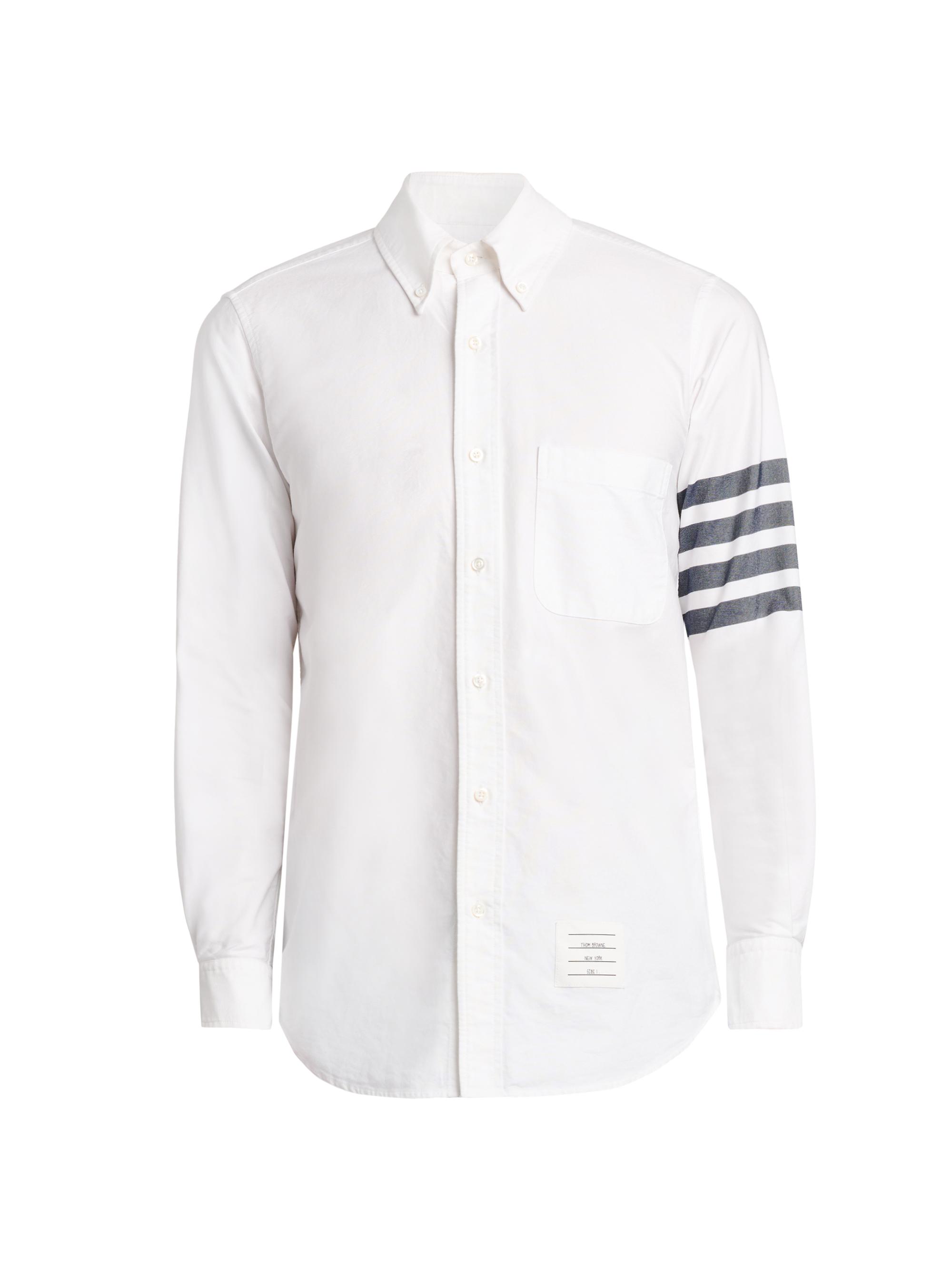 Thom Browne Seersucker Stripe Cotton Zip Shirt | Saks Fifth Avenue
