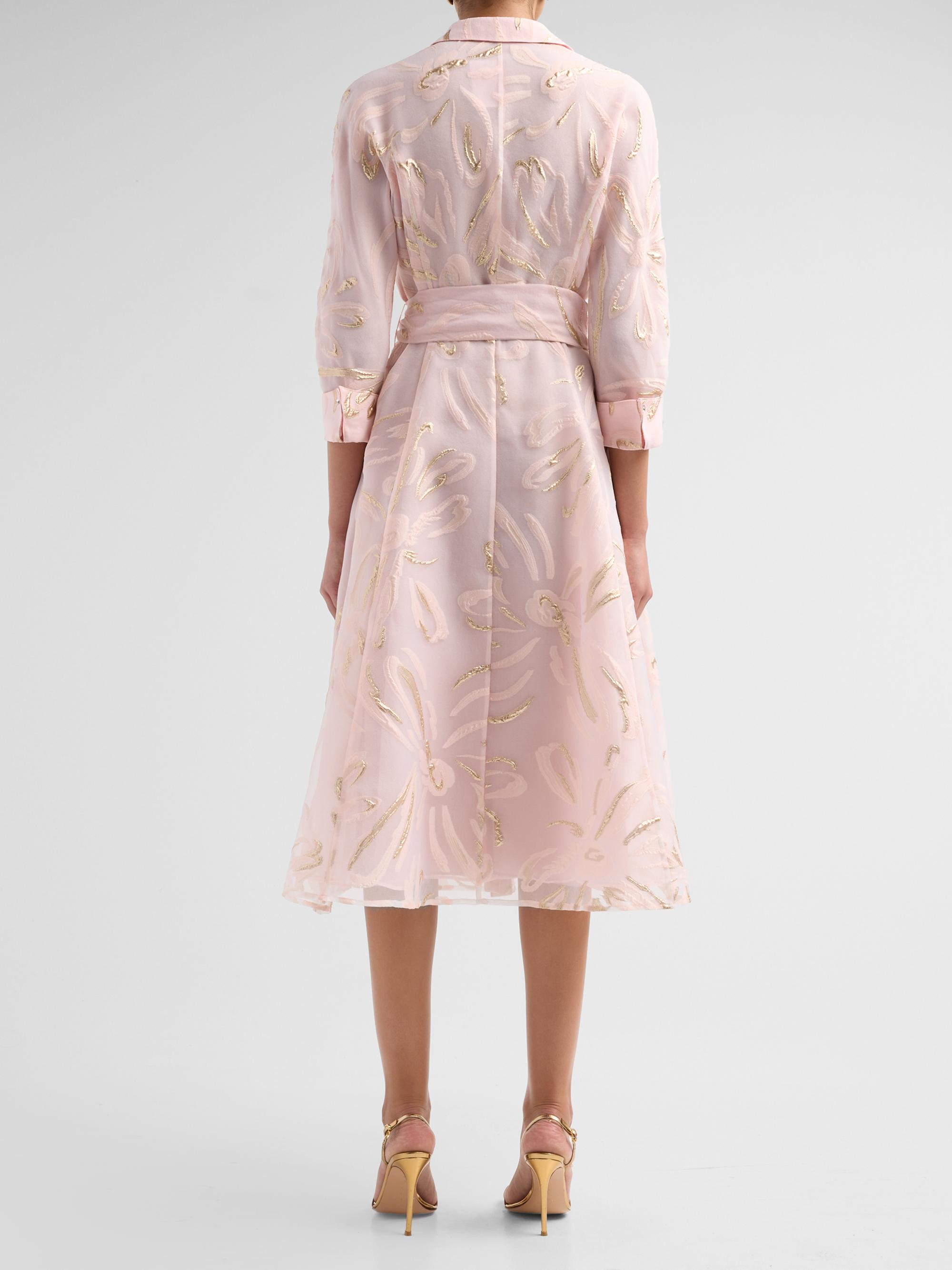 rickie freeman for teri jon blouson-sleeve metallic jacquard midi dress Rickie Freeman for Teri Jon NWT 6 Jacquard Metallic Abstract Dress Gown  Blue