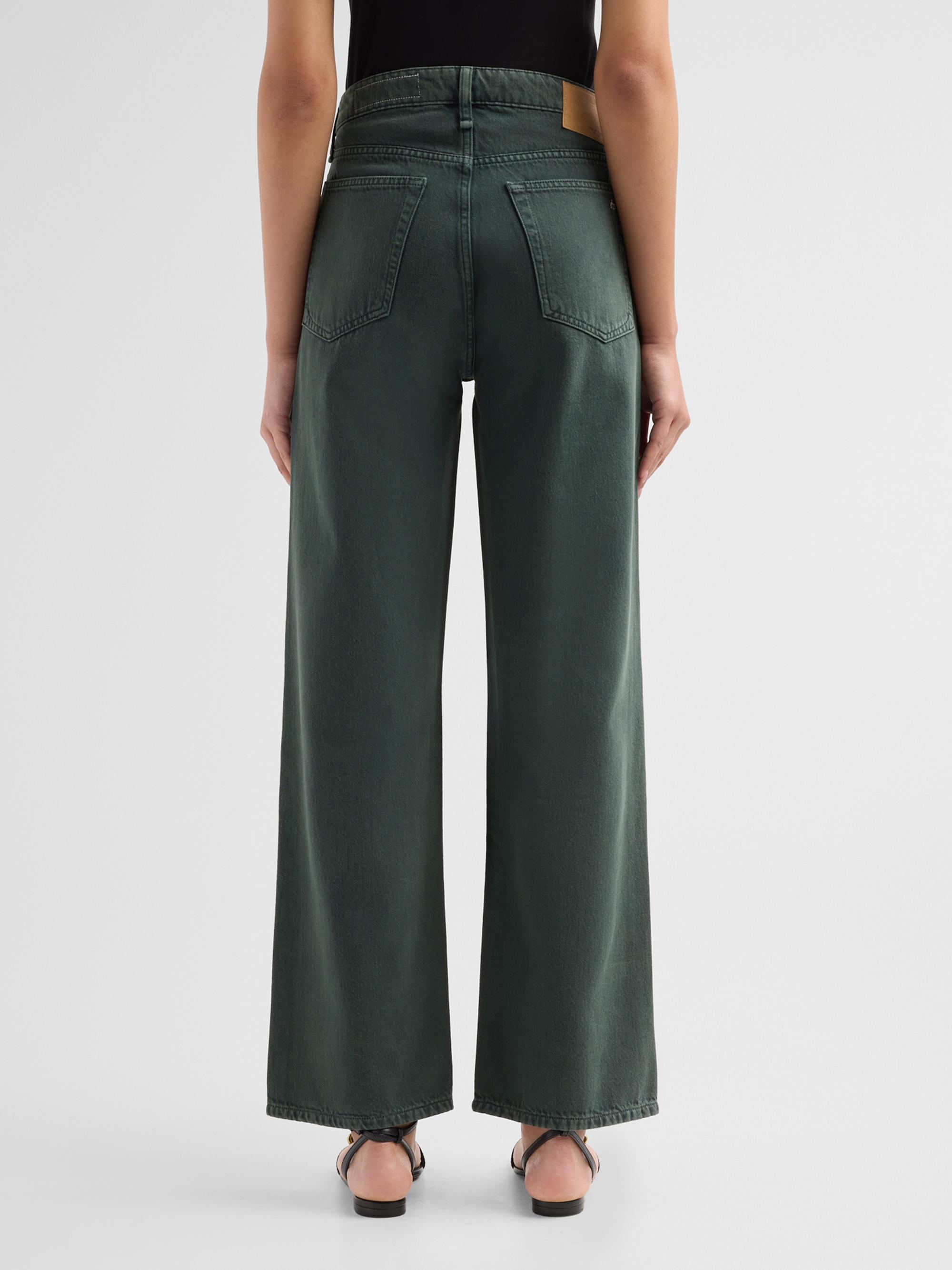rag & bone Women's Logan Wide-Leg Jeans - Forest Green Stone | Thumbnail 3