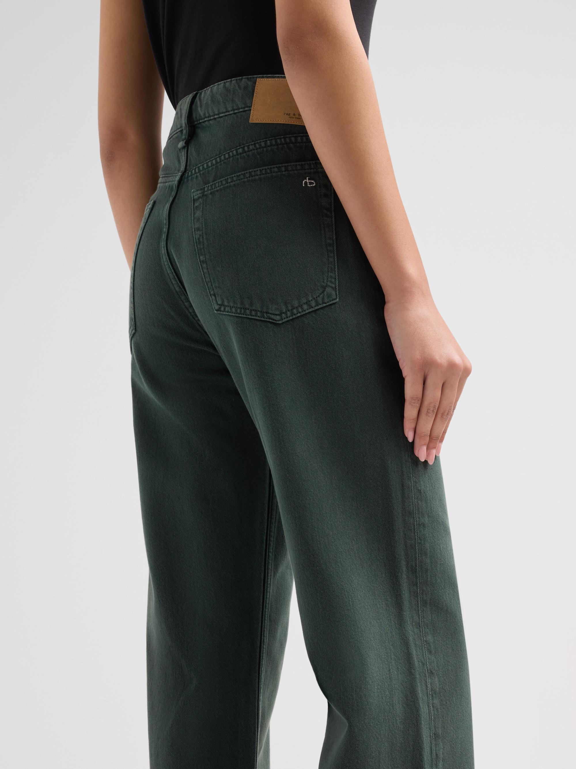 rag & bone Women's Logan Wide-Leg Jeans - Forest Green Stone | Thumbnail 5