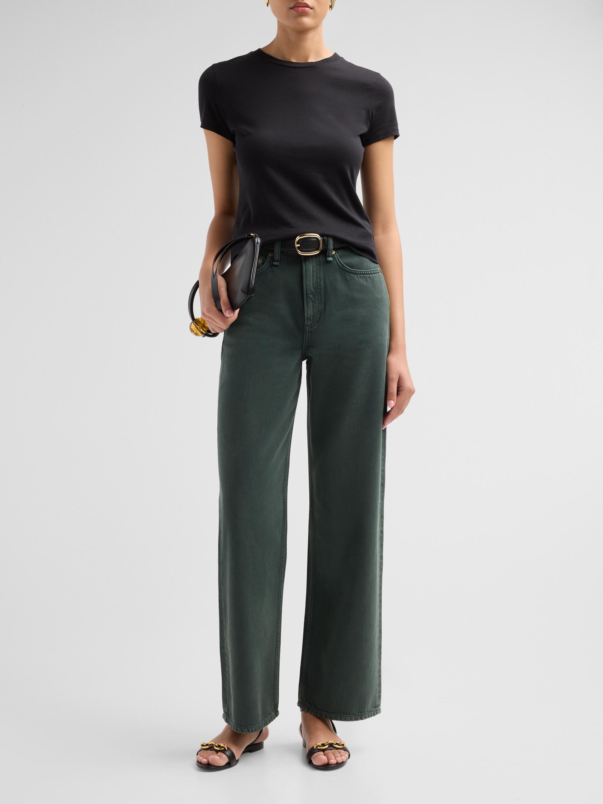 rag & bone Women's Logan Wide-Leg Jeans - Forest Green Stone | Thumbnail 2