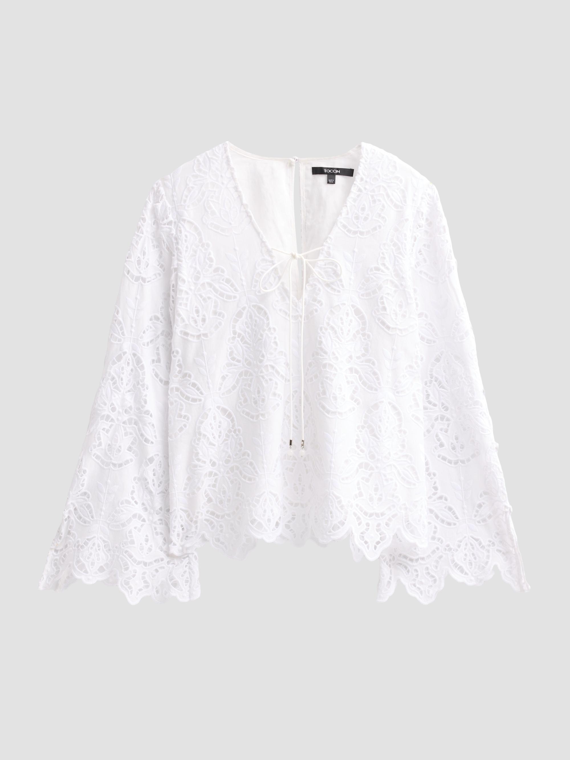 Toccin Women's Halina Broderie Anglaise Tieneck Blouse - Optic | Thumbnail 6