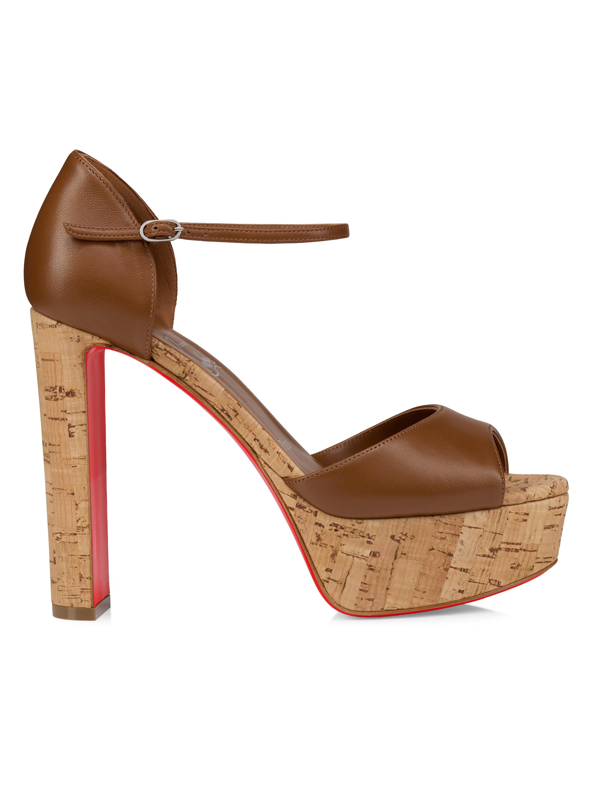 Christian Louboutin Women's Sandaloo 130MM Leather Heels - Cuoio