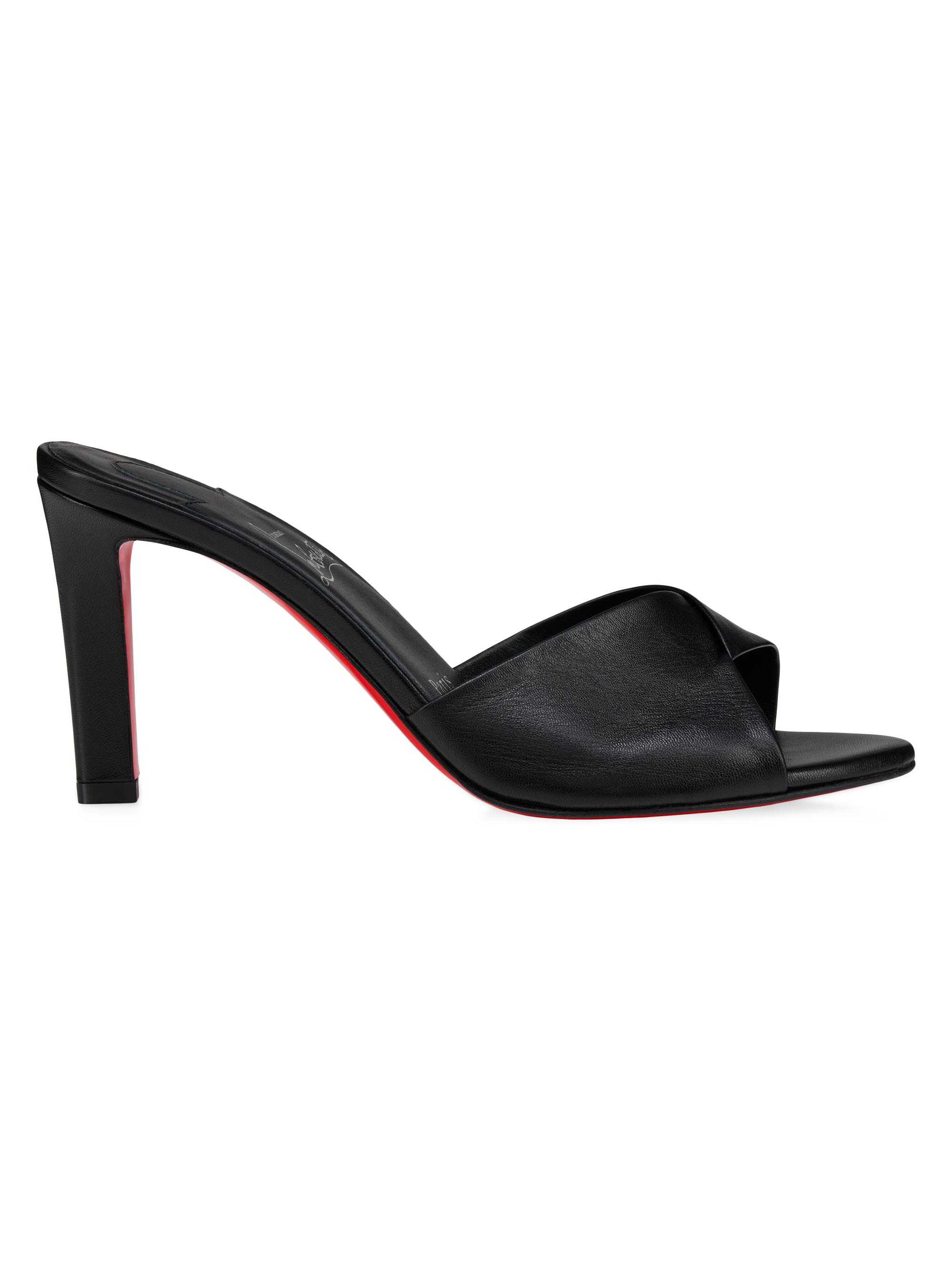 Christian Louboutin Women's Fanny Slide 85MM Leather Mules - Black - Women's Clothing