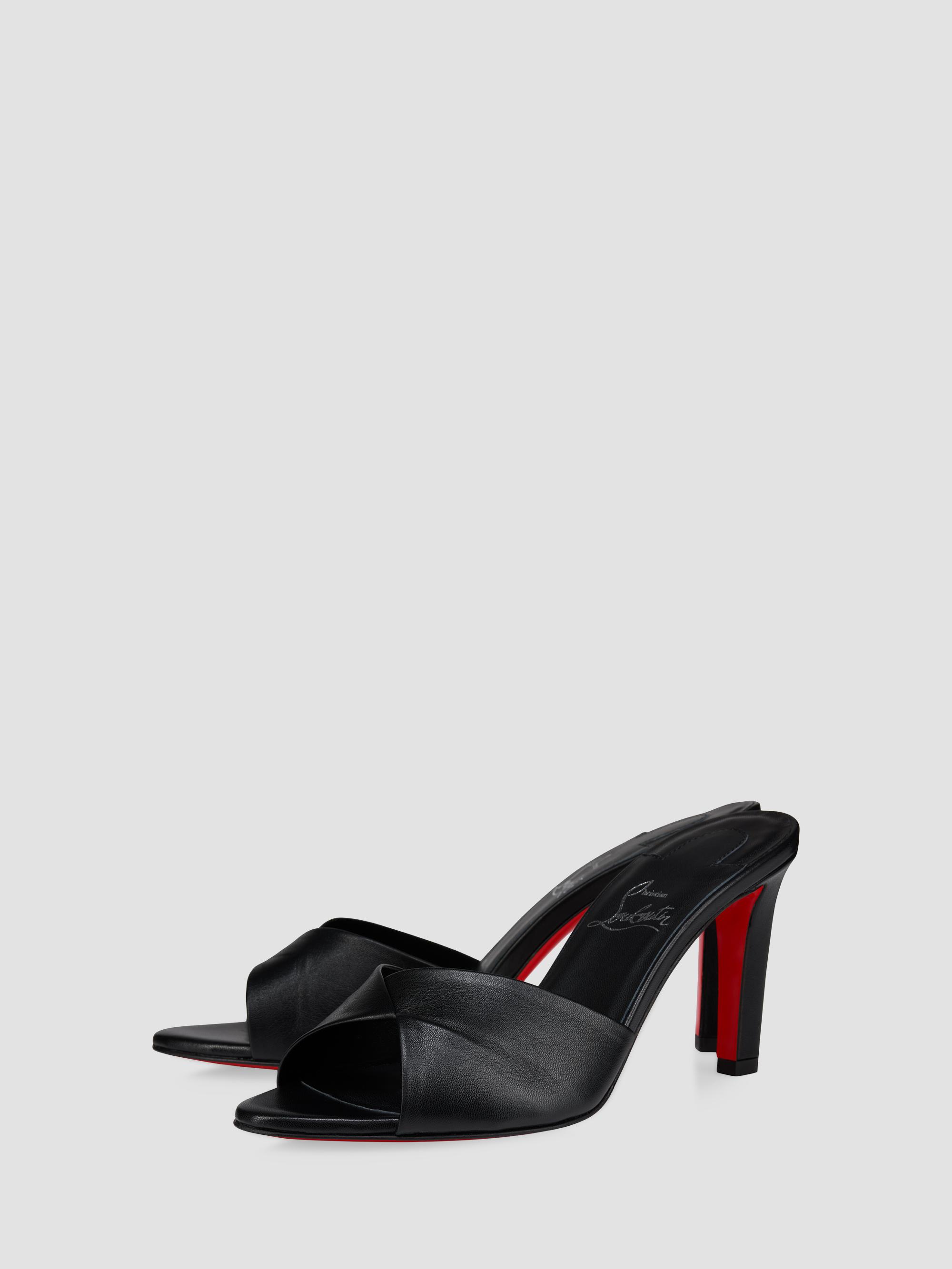 りな様【ほぼ未使用品】Christian Louboutin 黒 38 Christian Louboutin Fanny Slide 85MM Leather Mules | Saks Fifth Avenue