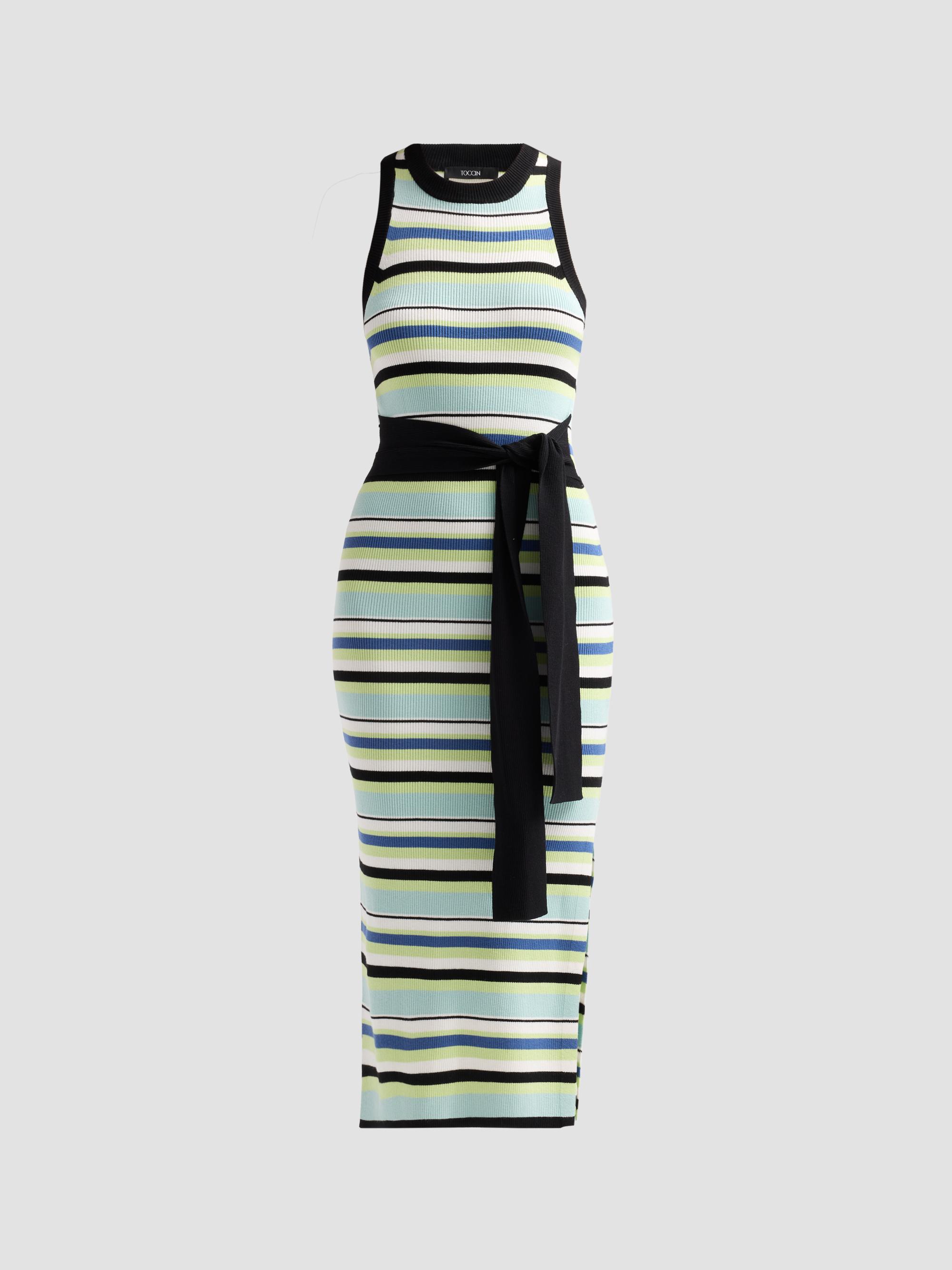 Toccin Women's Piper Tie-Front Sleeveless Midi Dress - Ocean Keylime Multi | Thumbnail 6