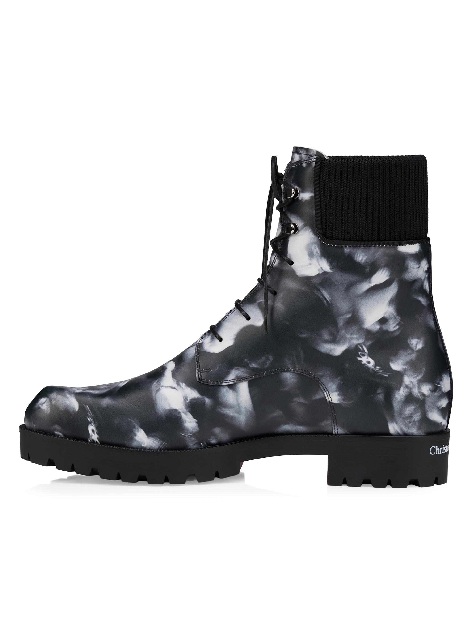 Christian Louboutin Men's Trapman TCT 2 Leather Lace-Up Booties - Black White | Thumbnail 3