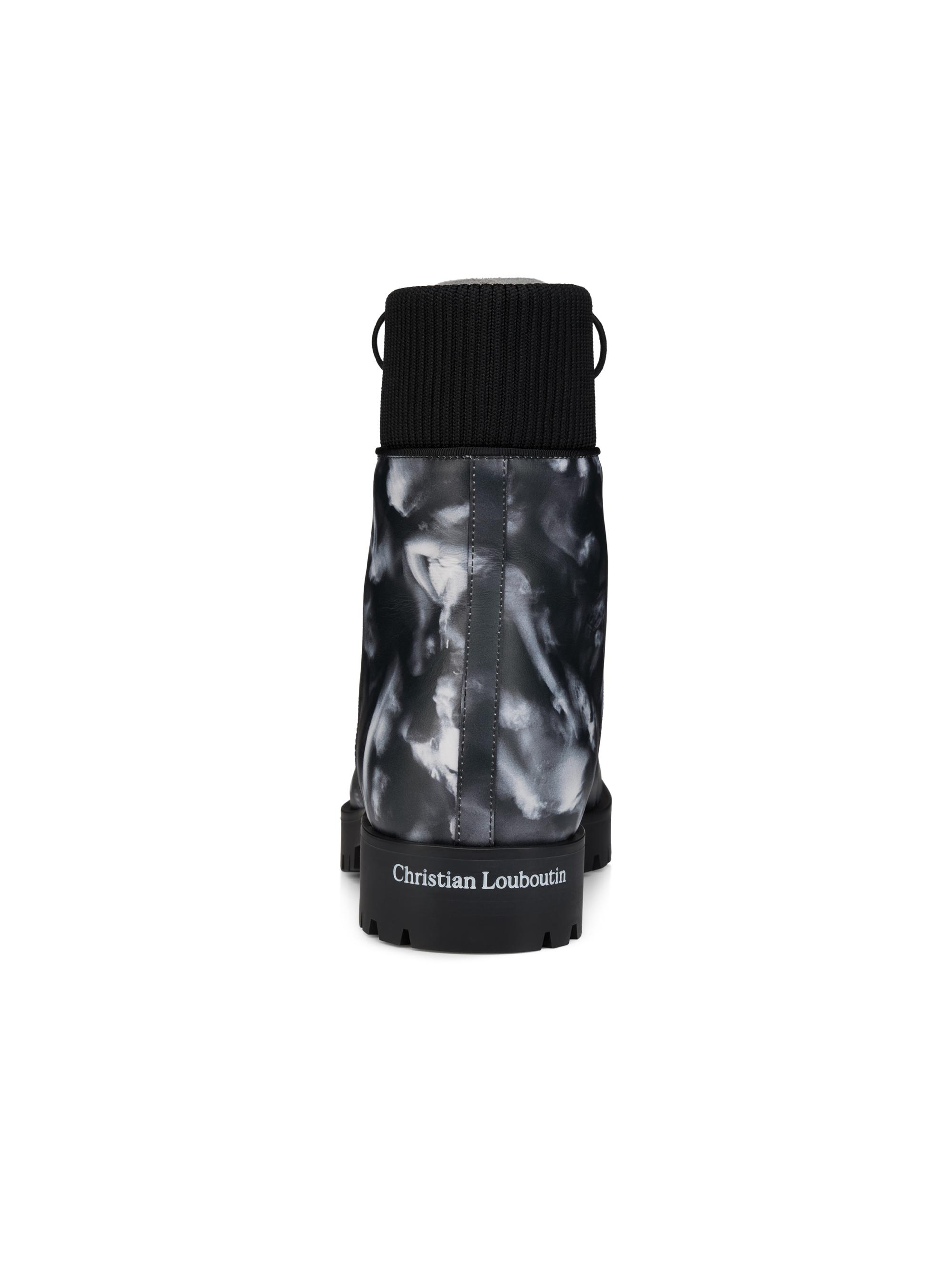 Christian Louboutin Men's Trapman TCT 2 Leather Lace-Up Booties - Black White | Thumbnail 4