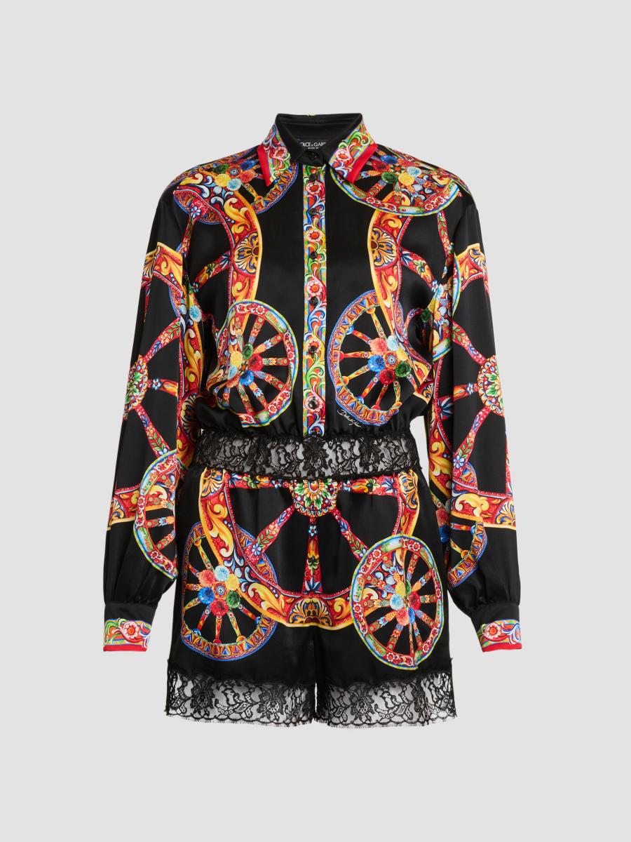 Dolce & Gabbana Women's Printed Cotton-silk Jumpsuit In Ruote Carretto Fold