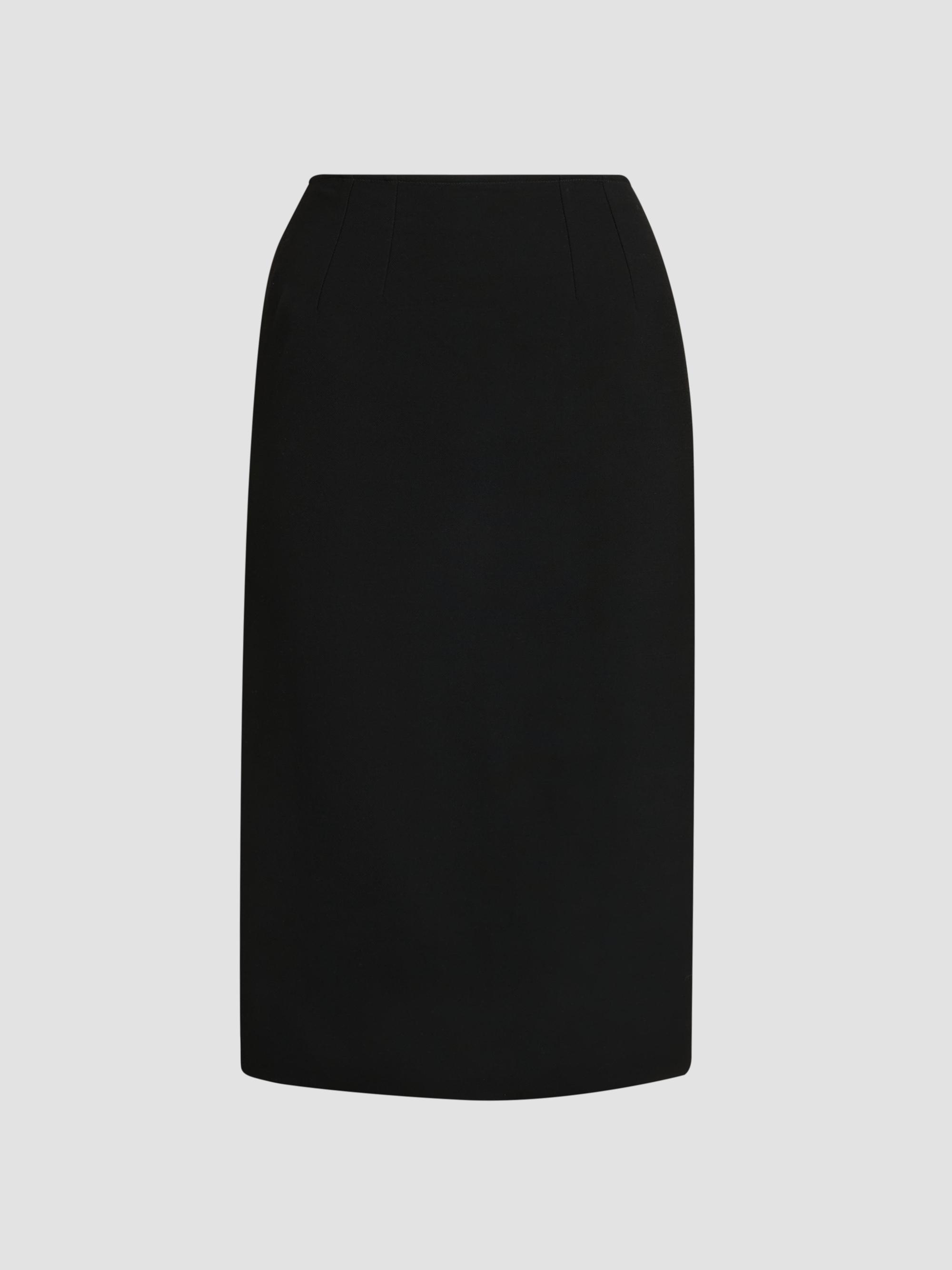 Women's Virgin Wool Pencil Midi-Skirt - Nero - Size 2