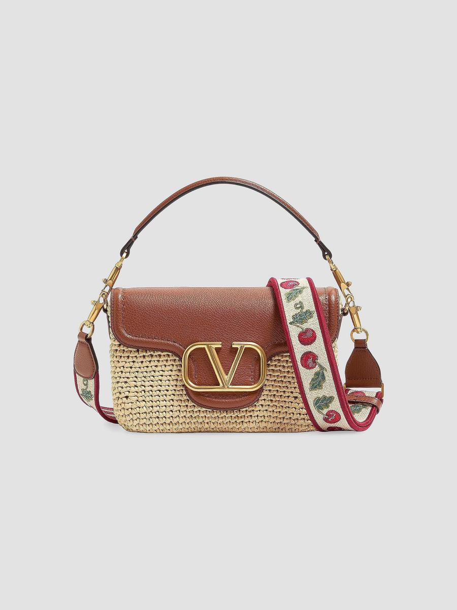 Valentino Garavani All time Shoulder Bag in Raffia and Grainy