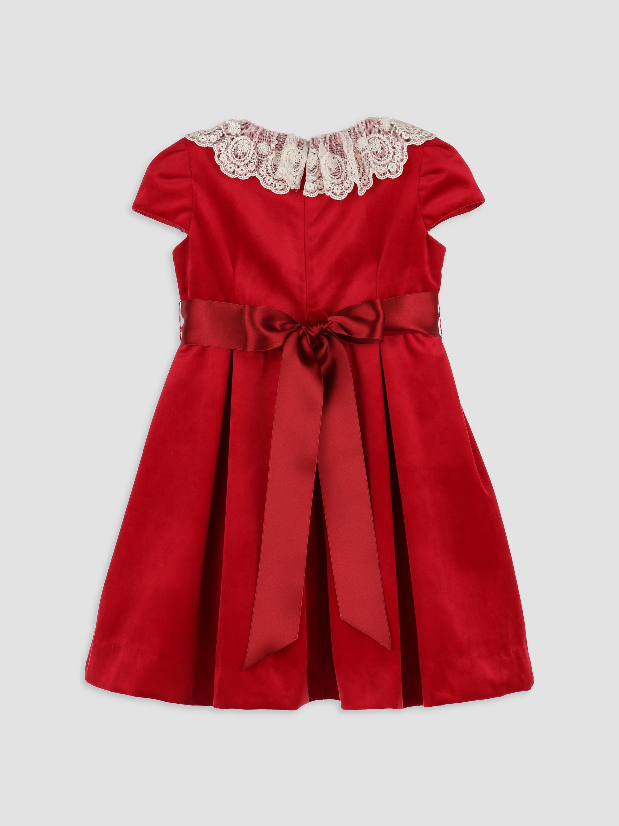 Luli & Me Little Girl's Satin Lace-Trimmed Dress - Red | Thumbnail 3