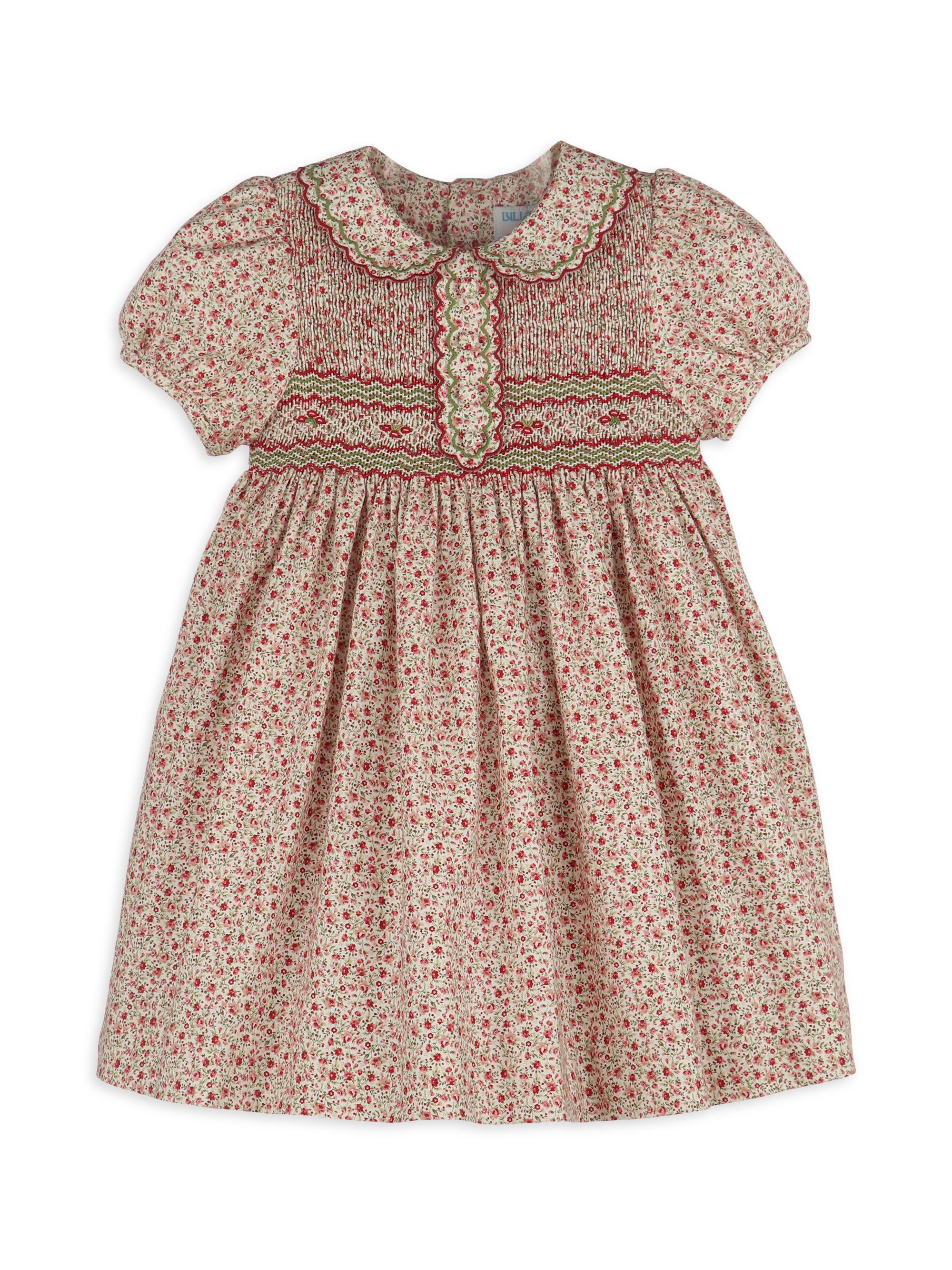 Luli & Me Little Girl's Floral Cotton Short-Sleeve Dress - Red