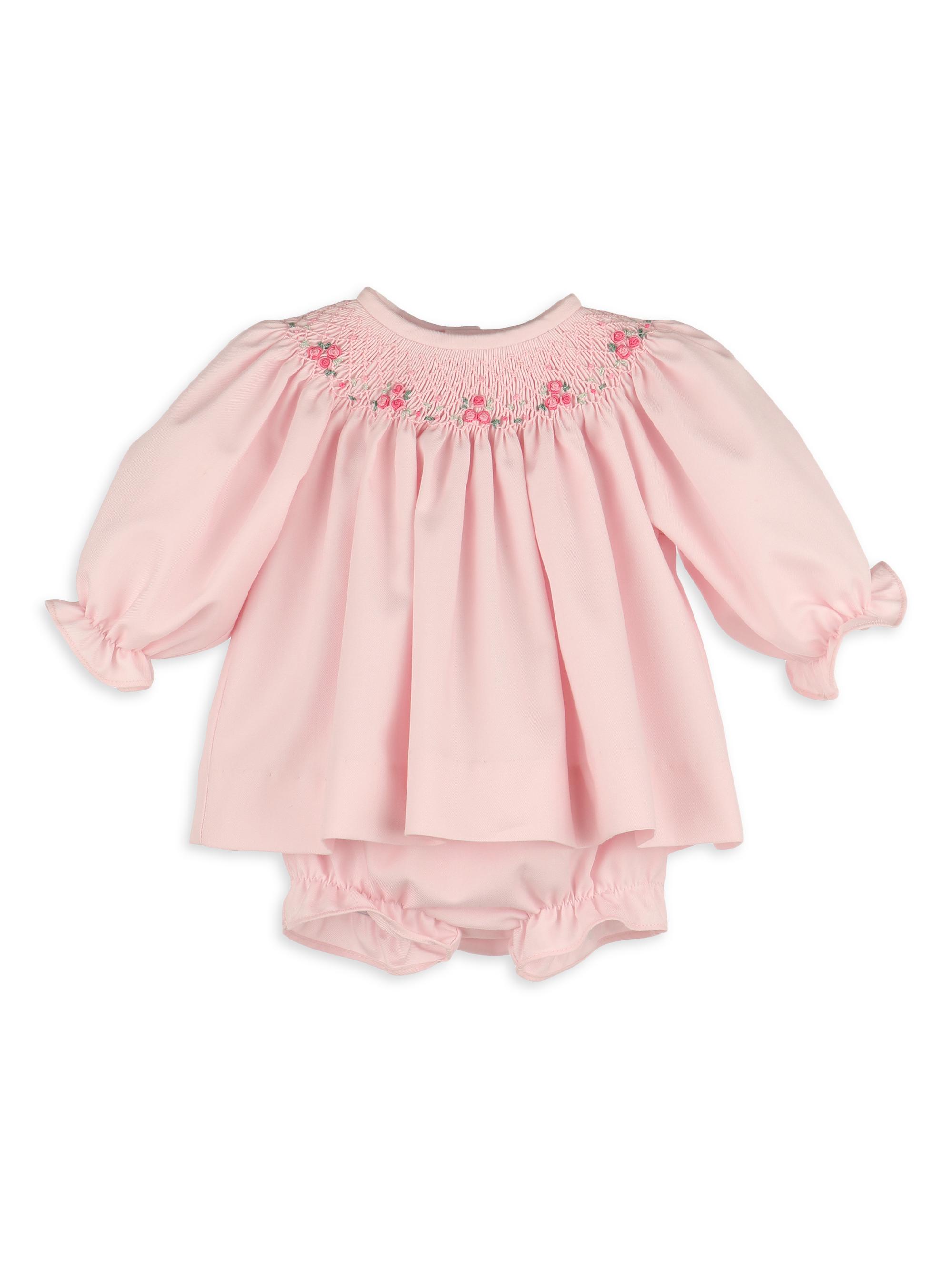 Luli & Me Baby Girl's 3-Piece Cotton-Blend Bonnet, Dress & Bloomers Set - Pink 18 Months