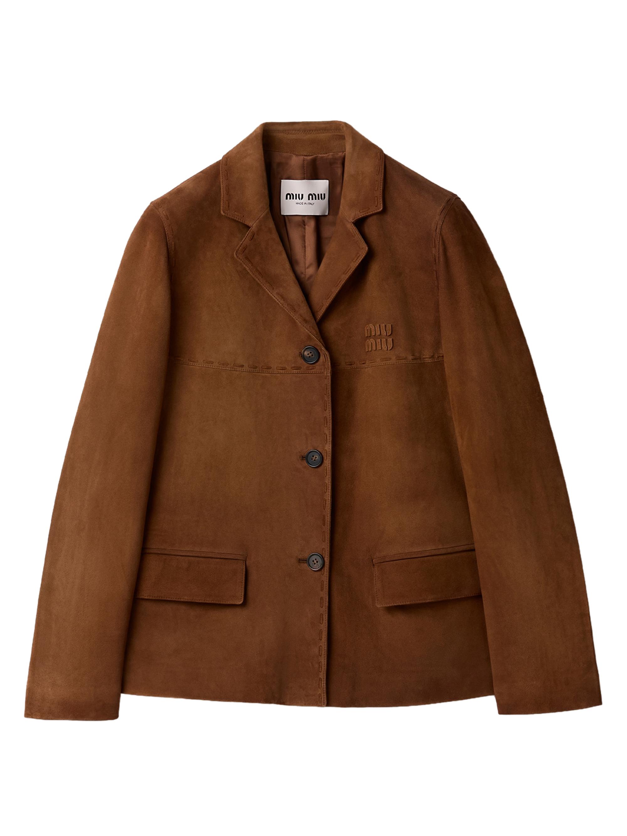 Miu Miu Women's Suede Jacket - Brown - Women's Clothing