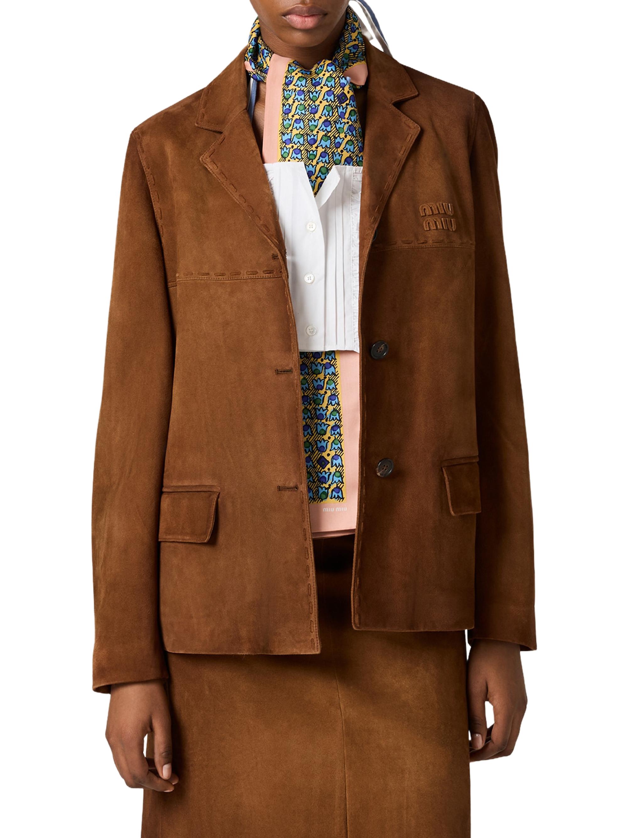 Miu Miu Women's Suede Jacket - Brown | Thumbnail 3