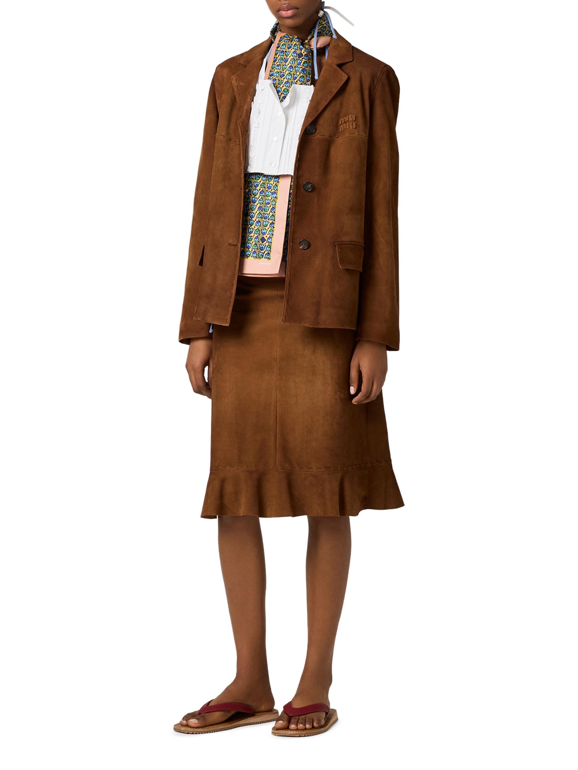 Miu Miu Women's Suede Jacket - Brown | Thumbnail 2