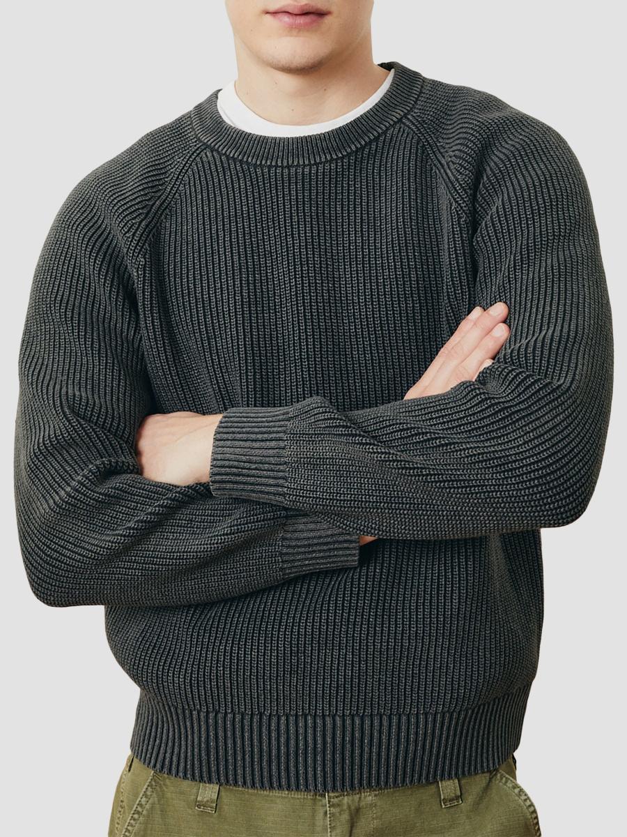 Corridor Men's Washed Cotton Rib-knit Crewneck Sweater In Gray
