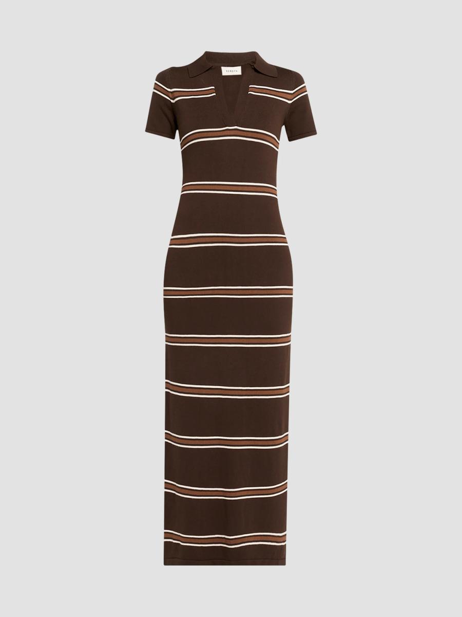 Ser.o.ya Women's Sam Stripe Polo Maxi Dress In Bosun Brown Stripe