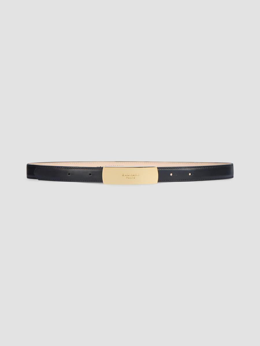 Balmain Women's Logo-plaque Leather Belt In Black