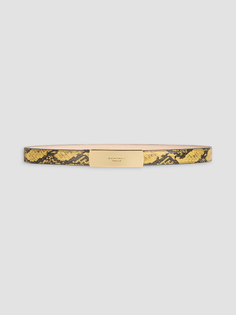 Balmain Women's Python-embossed Leather Belt In Mimosa