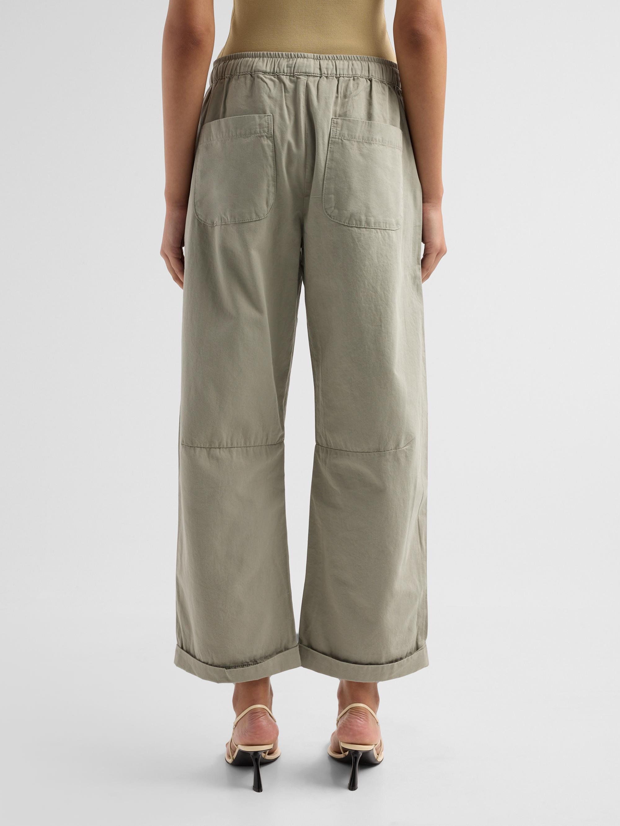 Le Jean Women's Mara Cotton Sateen Wide-Leg Pants - Soft Sage | Thumbnail 3