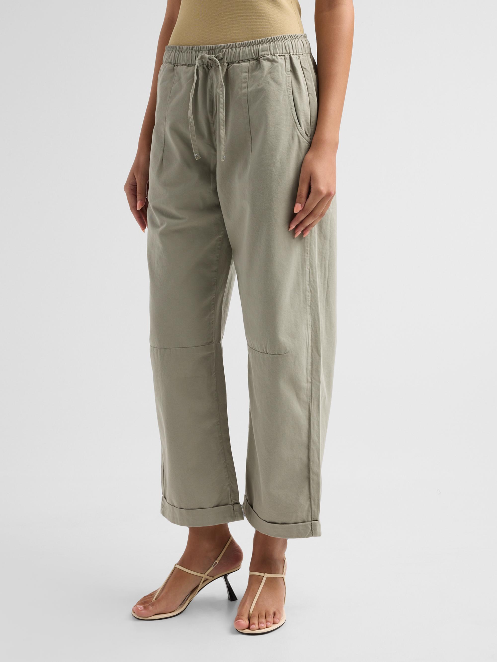 Le Jean Women's Mara Cotton Sateen Wide-Leg Pants - Soft Sage | Thumbnail 4