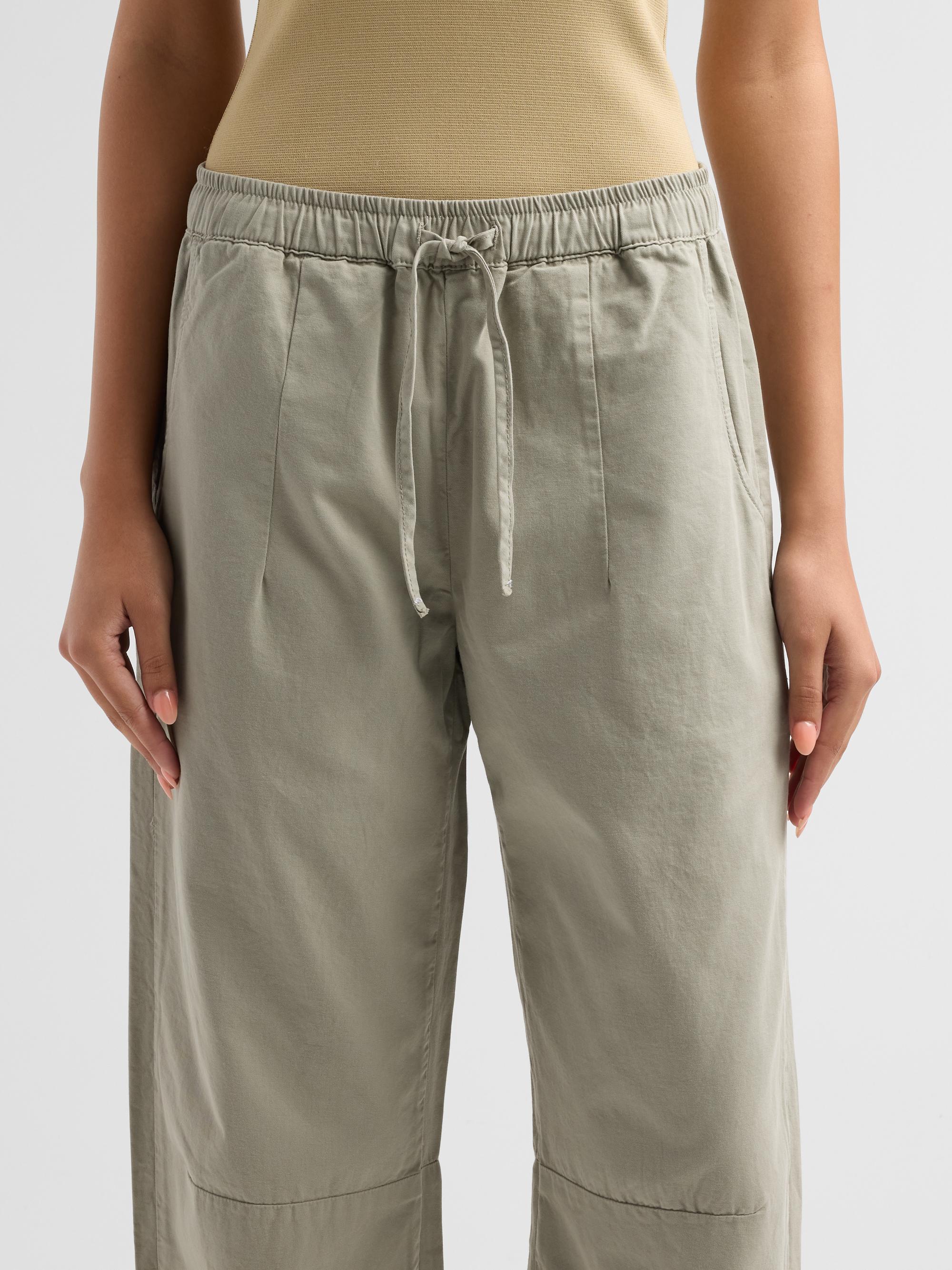 Le Jean Women's Mara Cotton Sateen Wide-Leg Pants - Soft Sage | Thumbnail 5