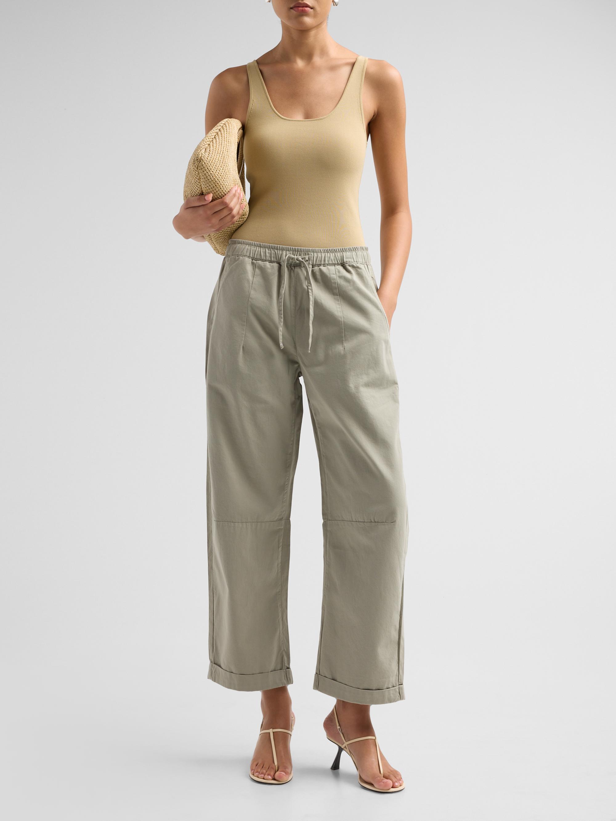 Le Jean Women's Mara Cotton Sateen Wide-Leg Pants - Soft Sage | Thumbnail 2