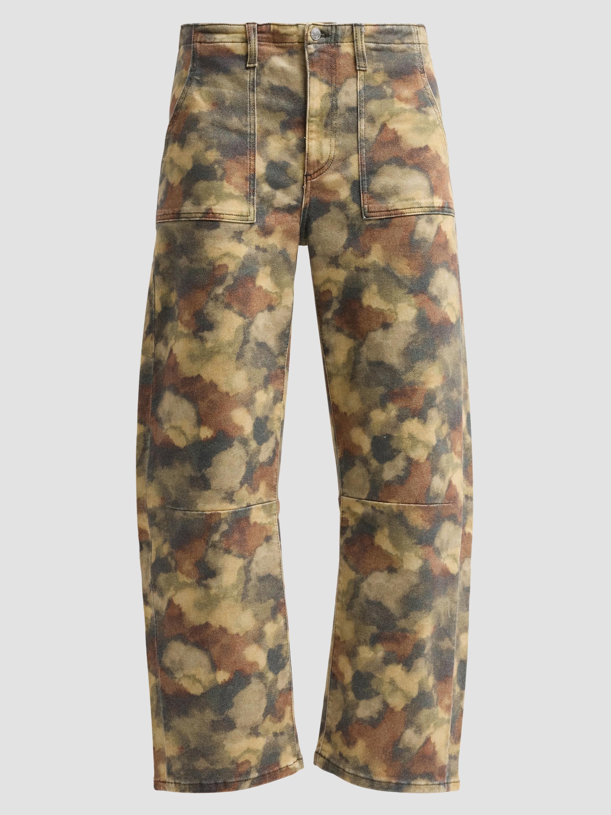 Le Jean Women's Camouflage Barrel-Leg Utility Jeans - Watercolor Camo