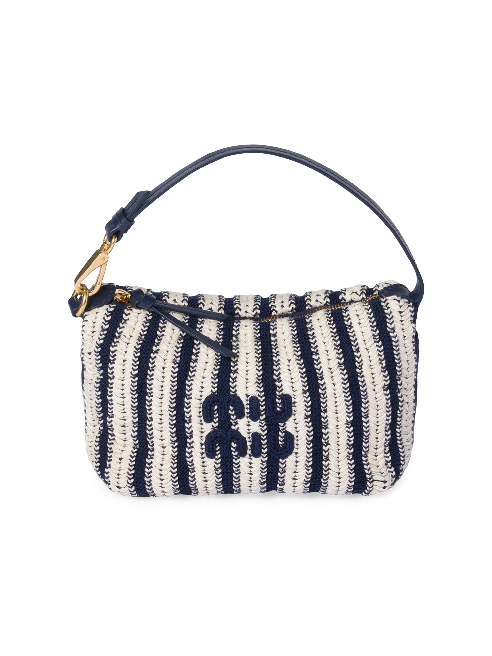 Miu Miu Women's Crochet and Leather Pouch - Blue