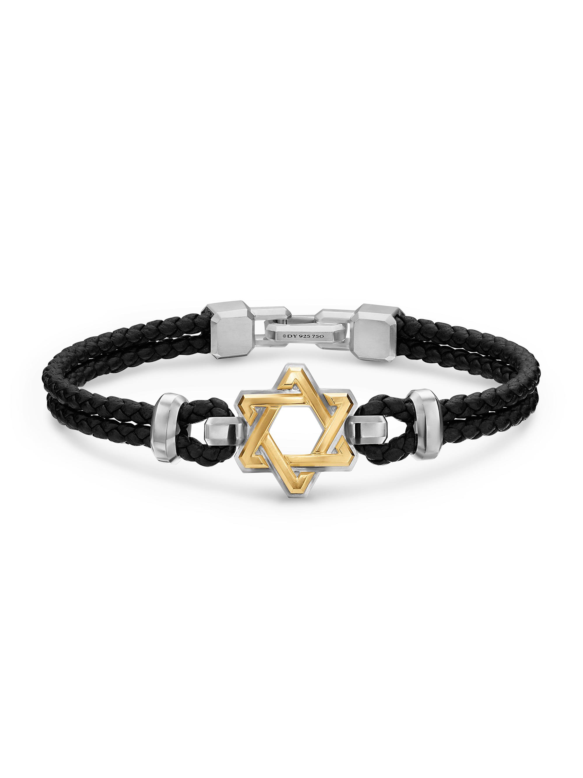 David Yurman Men's Streamline Star of David Bracelet in Leather - Silver