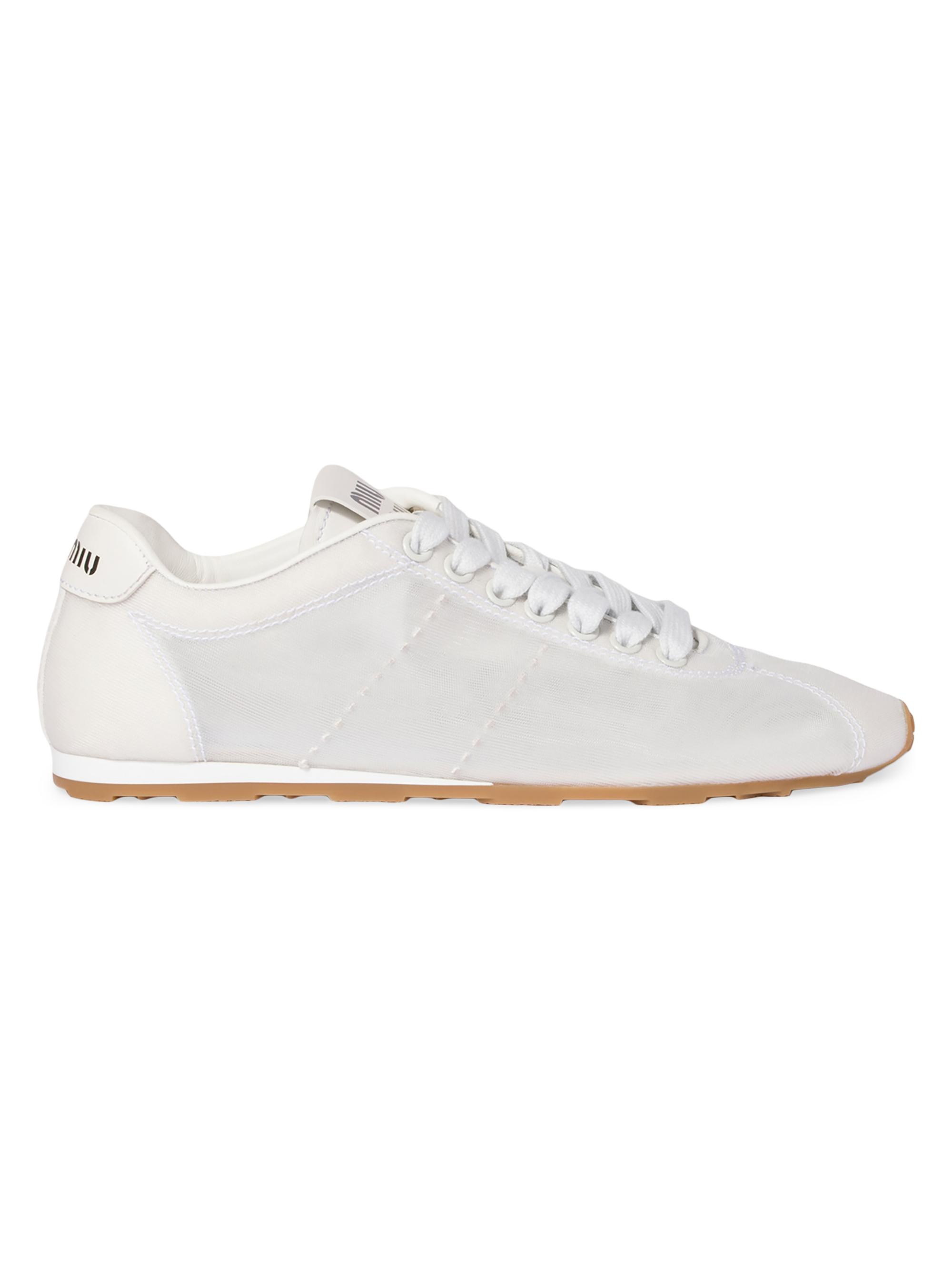 Miu Miu Women's Plume Mesh Fabric Sneakers - White