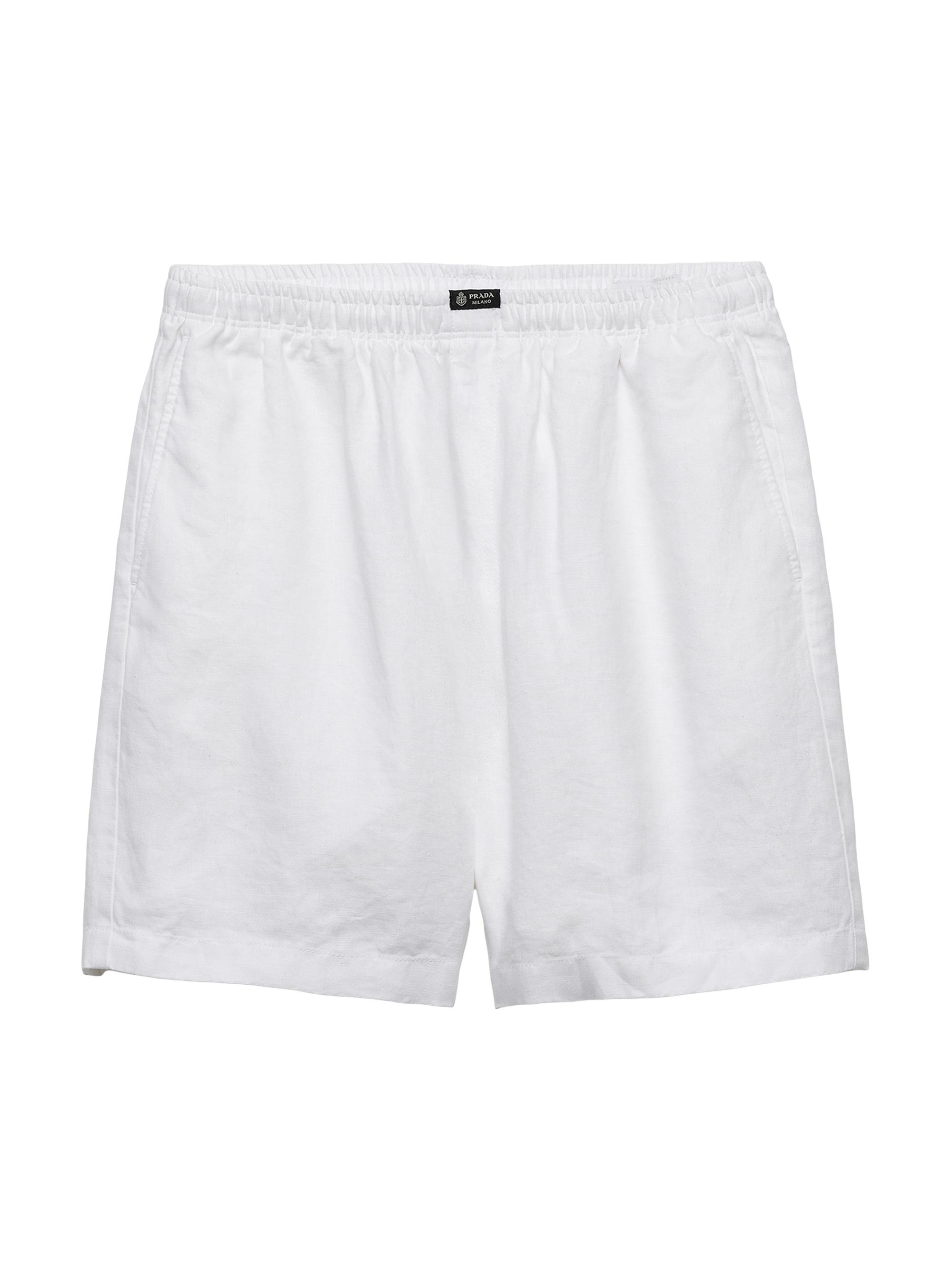 Prada Men's Linen Bermuda Shorts - White | Thumbnail 7