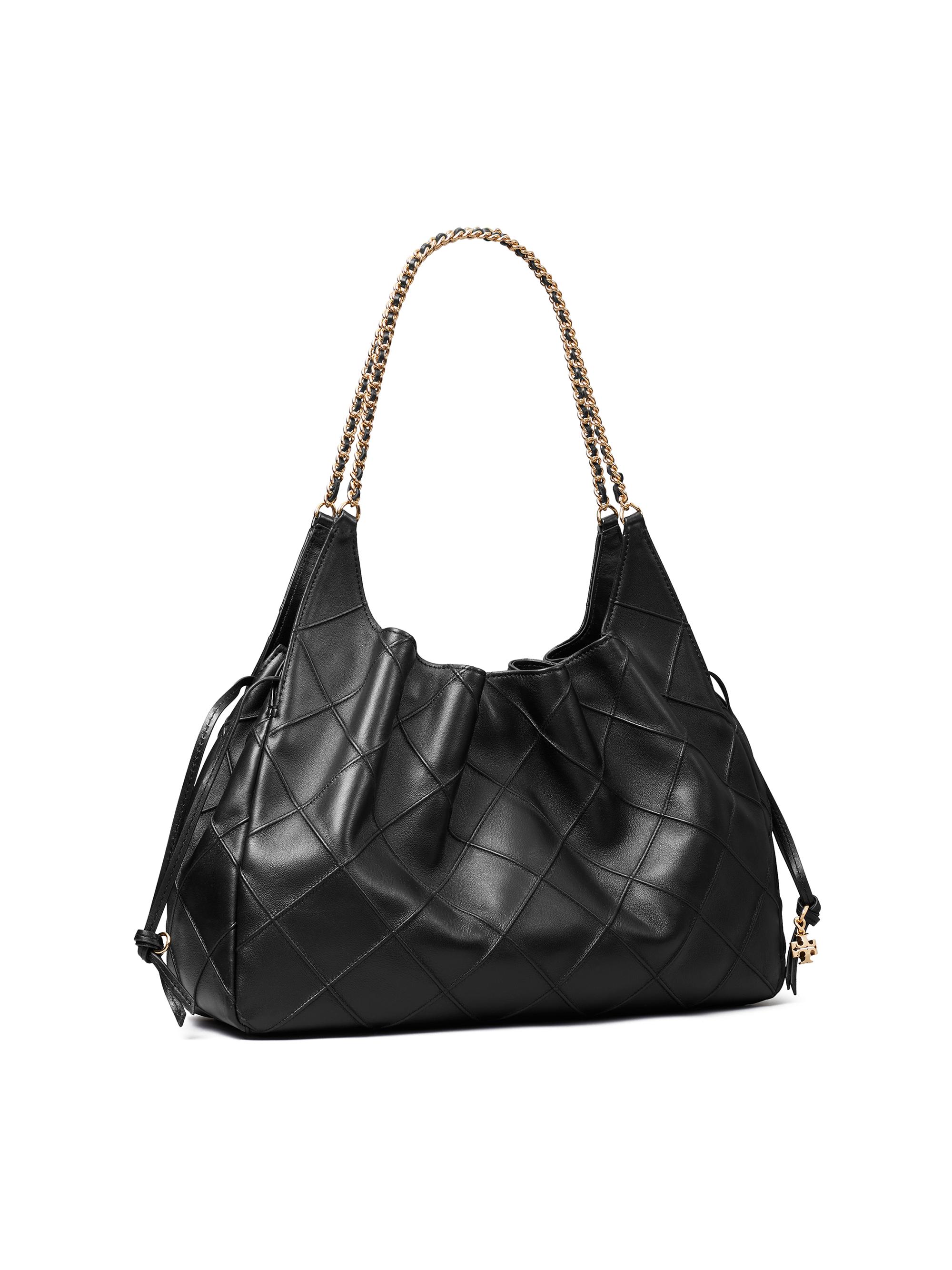 Tory Burch Women's Fleming  Quilted Leather Tote Bag - Black | Thumbnail 4