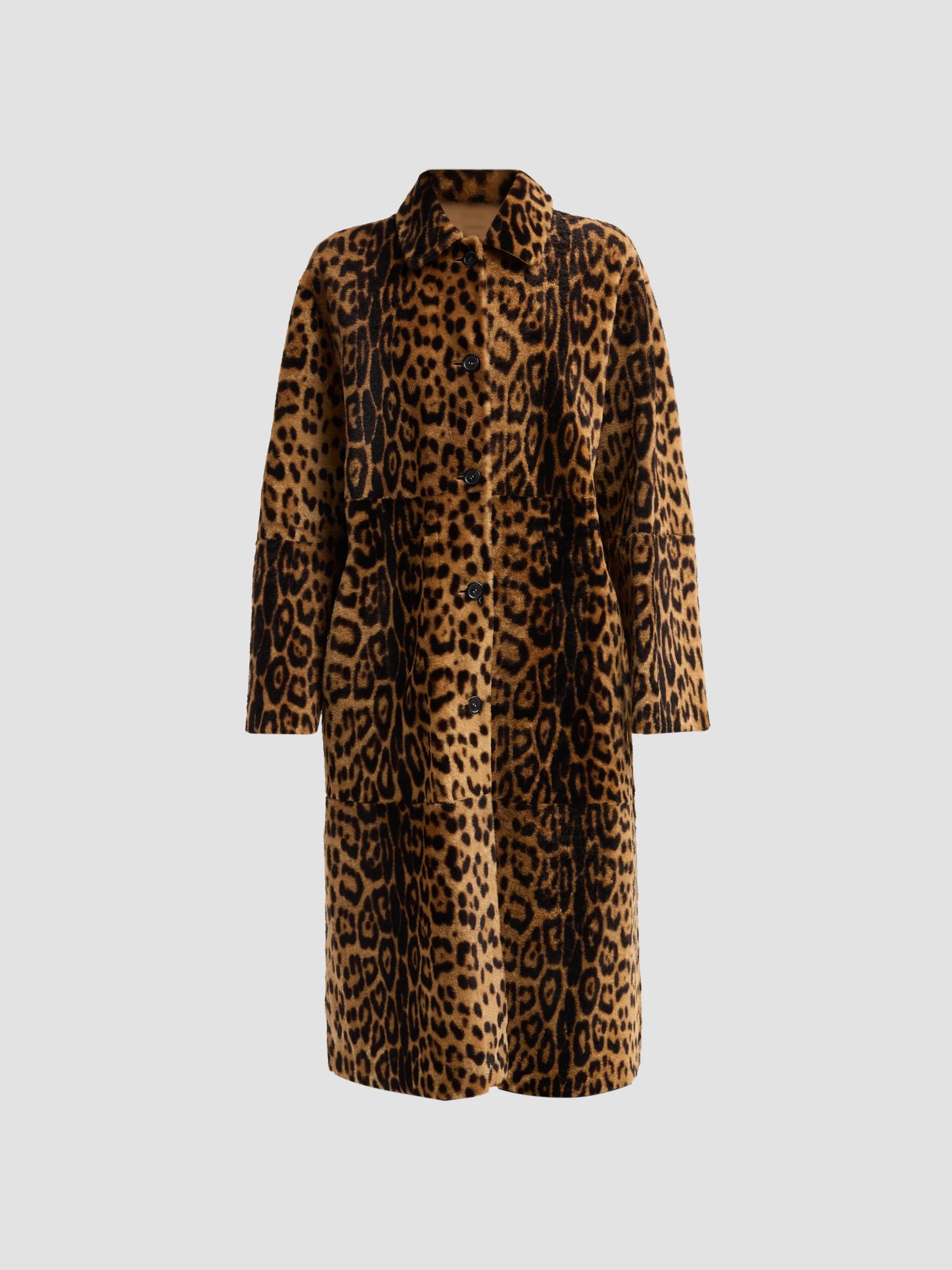 Nili Lotan Davelle Leopard Faux Fur Coat, photo 1 of 5