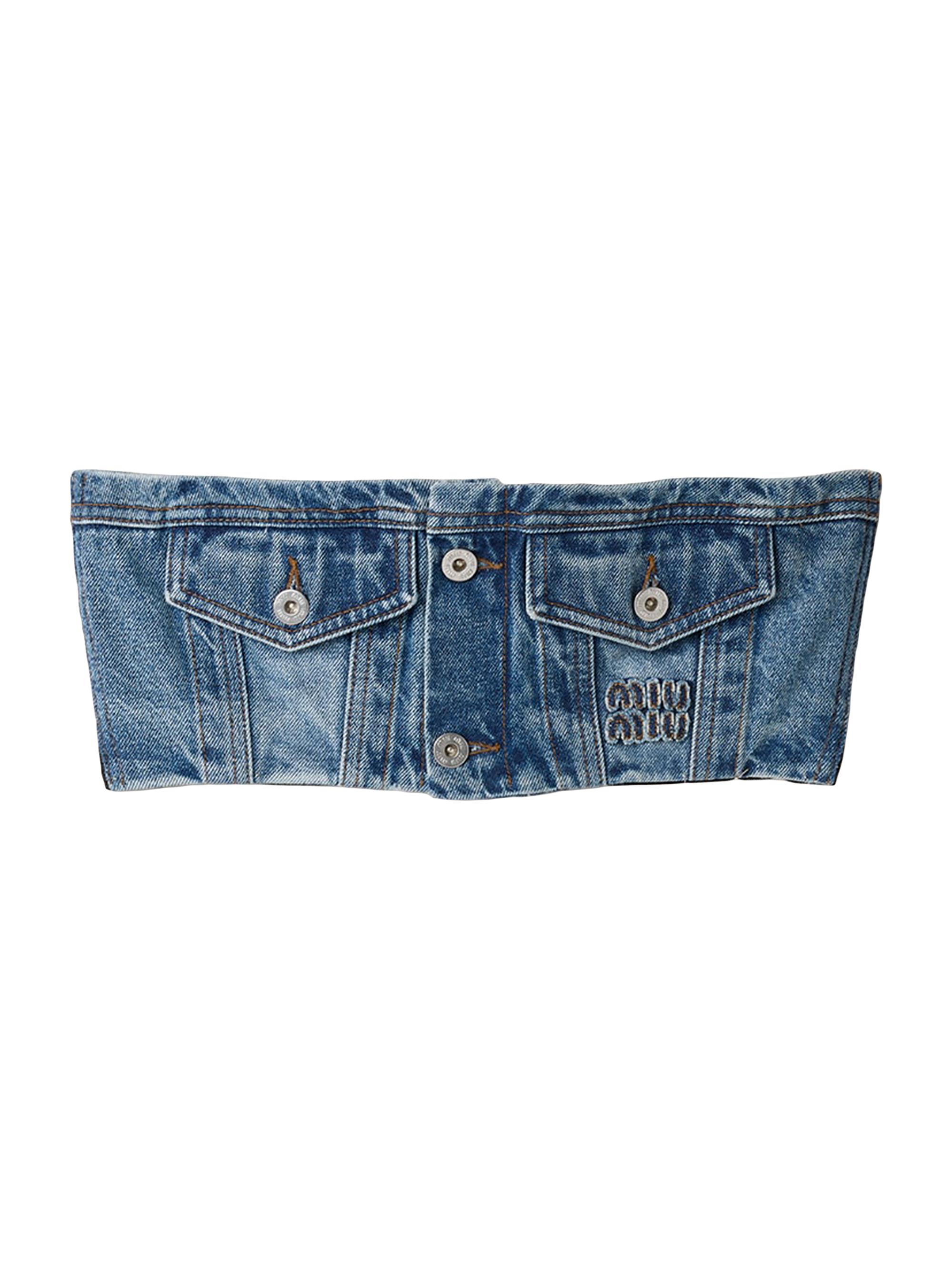 Miu Miu Women's Washed Denim Bandeau Top - Blue
