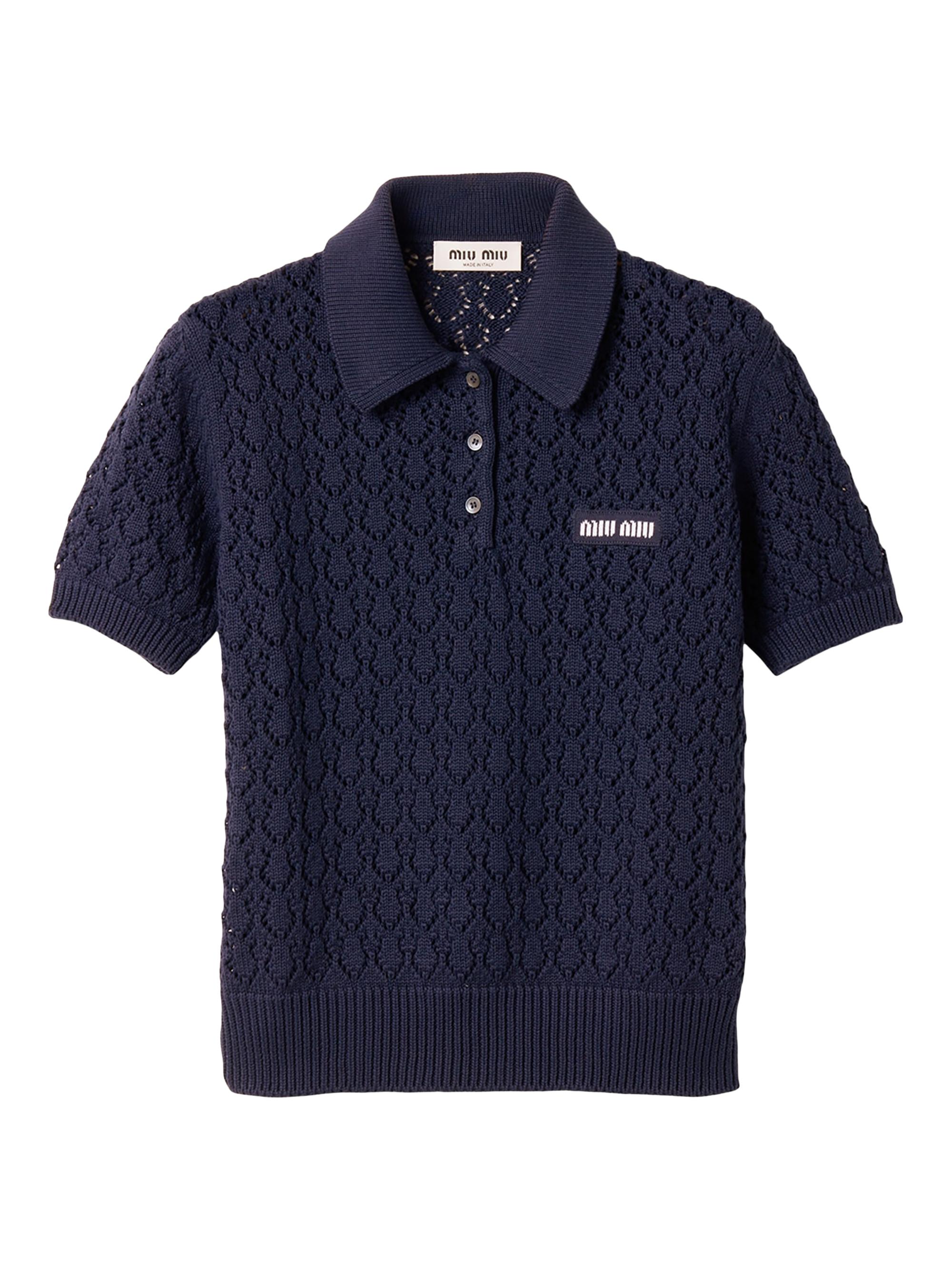 Miu Miu Women's Cotton Polo Shirt - Dark Blue
