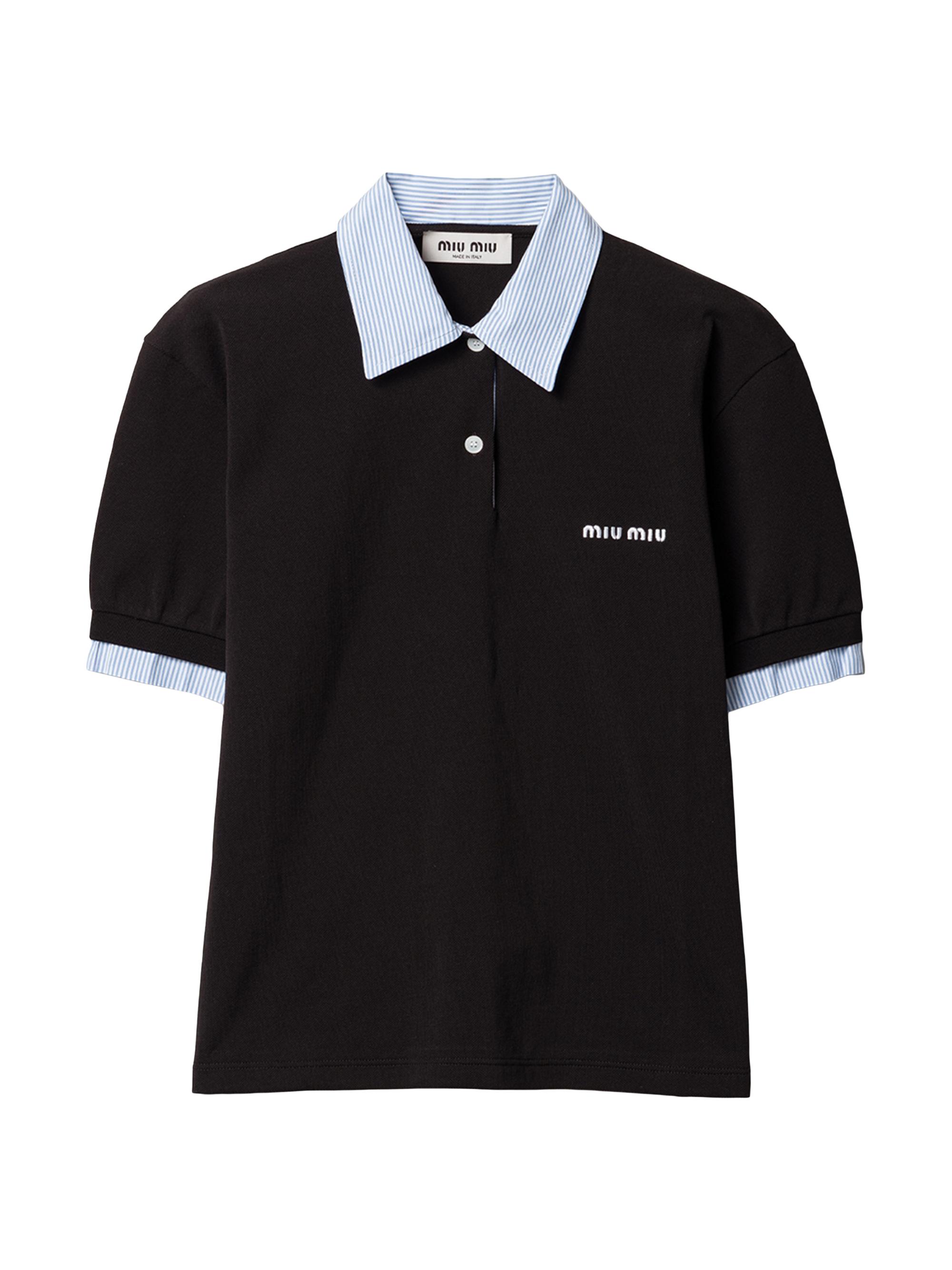 Miu Miu Women's Cotton Piqué Polo Shirt - Black
