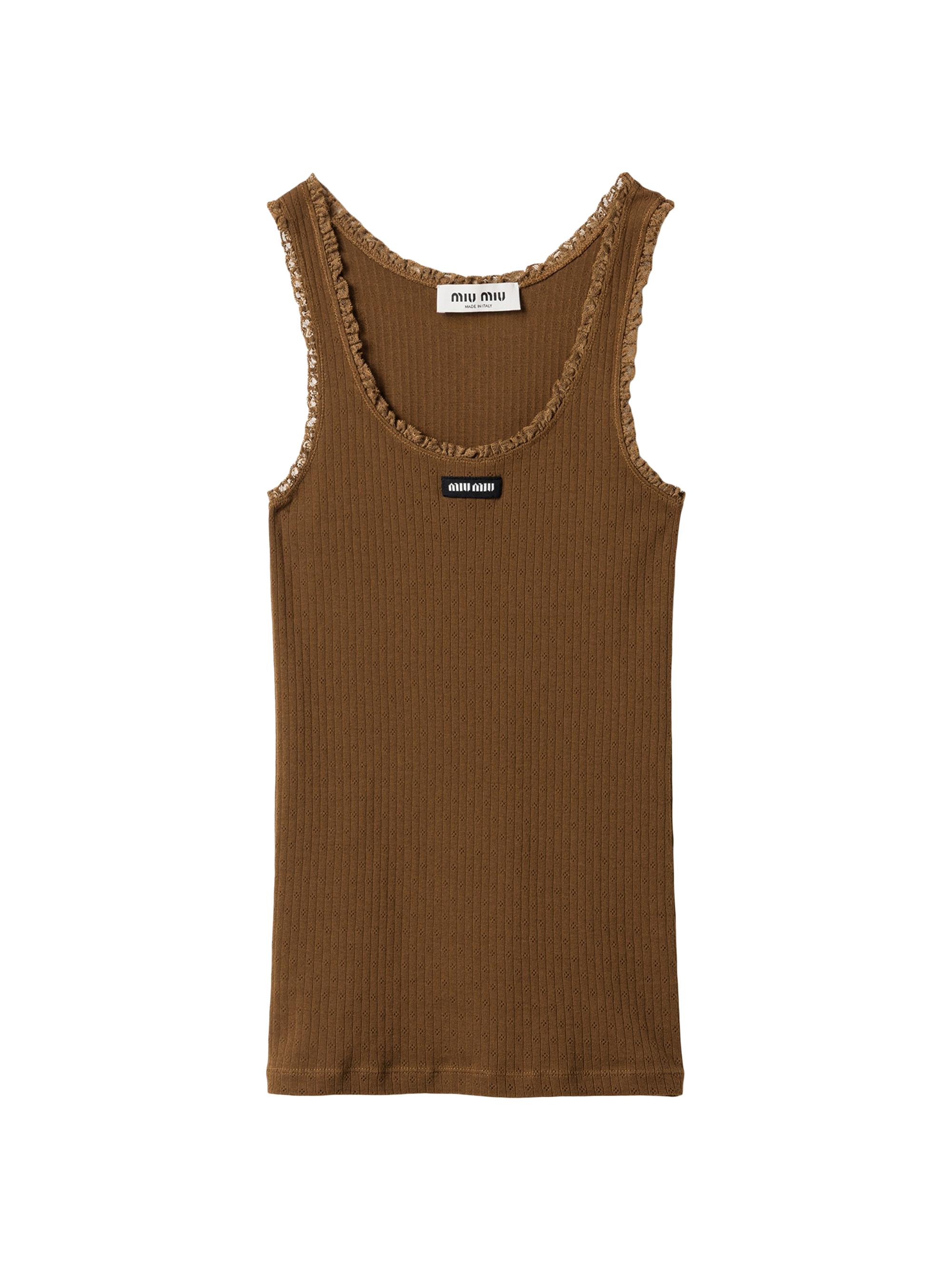 Miu Miu Women's Garment-Dyed Cotton Tank Top - Brown