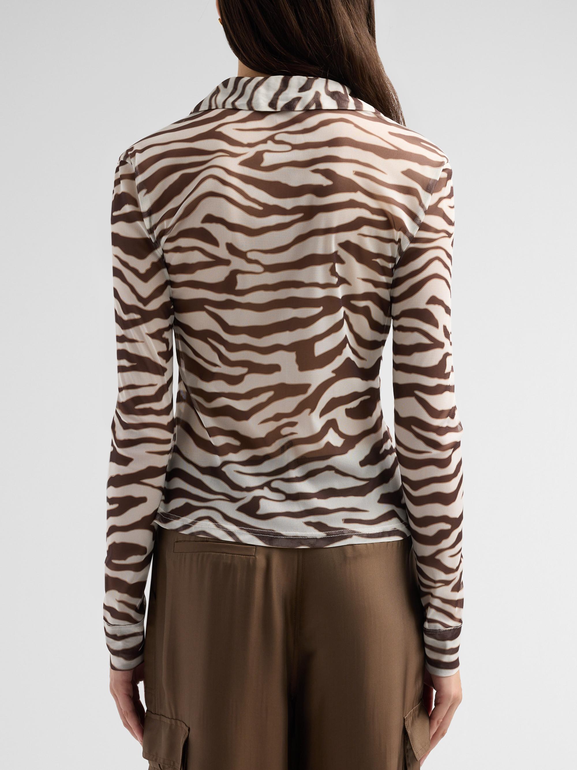Toccin Lennon Sheer Zebra Fitted Button-Front Top | Saks Fifth Avenue
